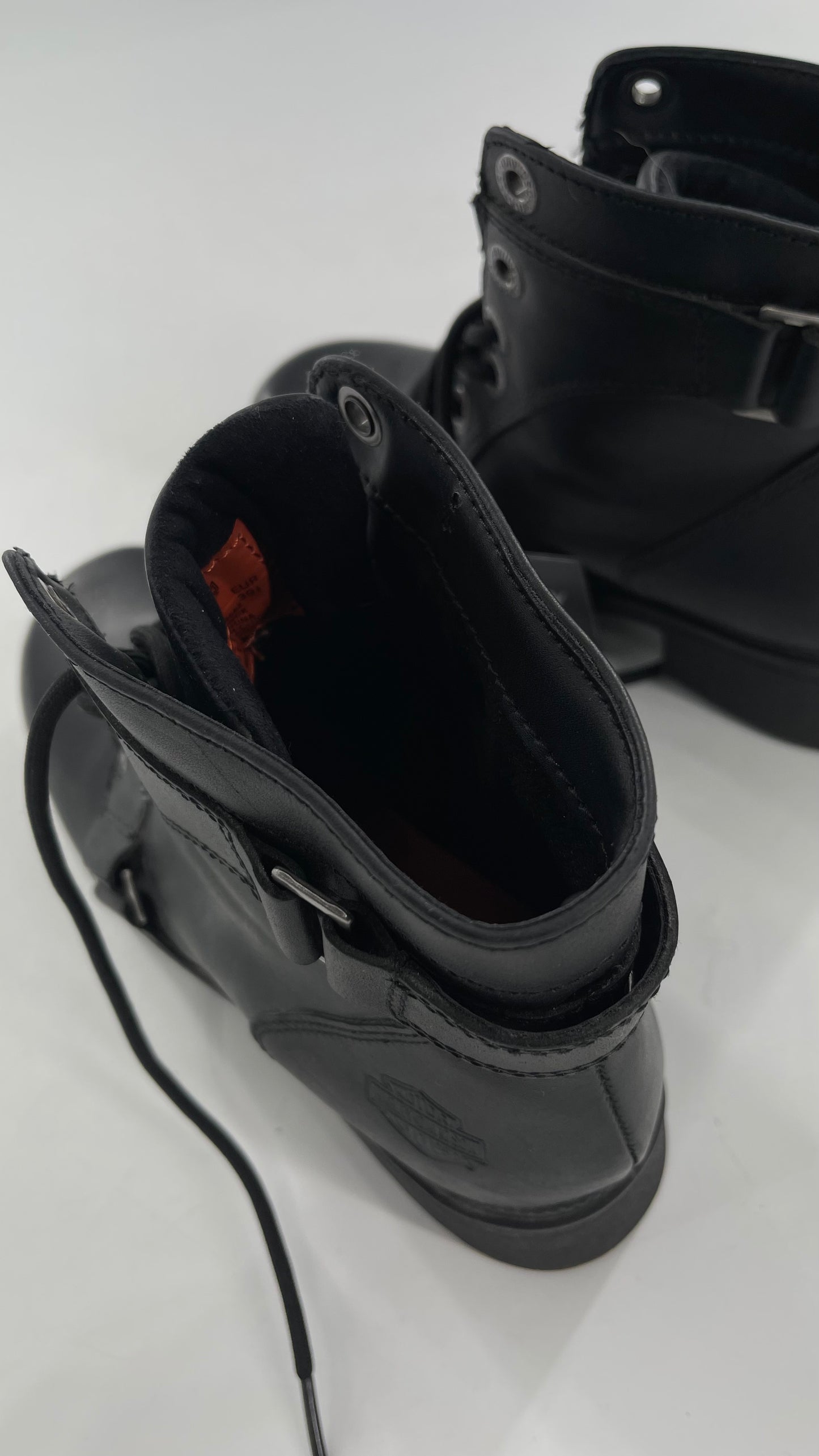 Harley Davidson Black Leather Combat Boots (8.5)