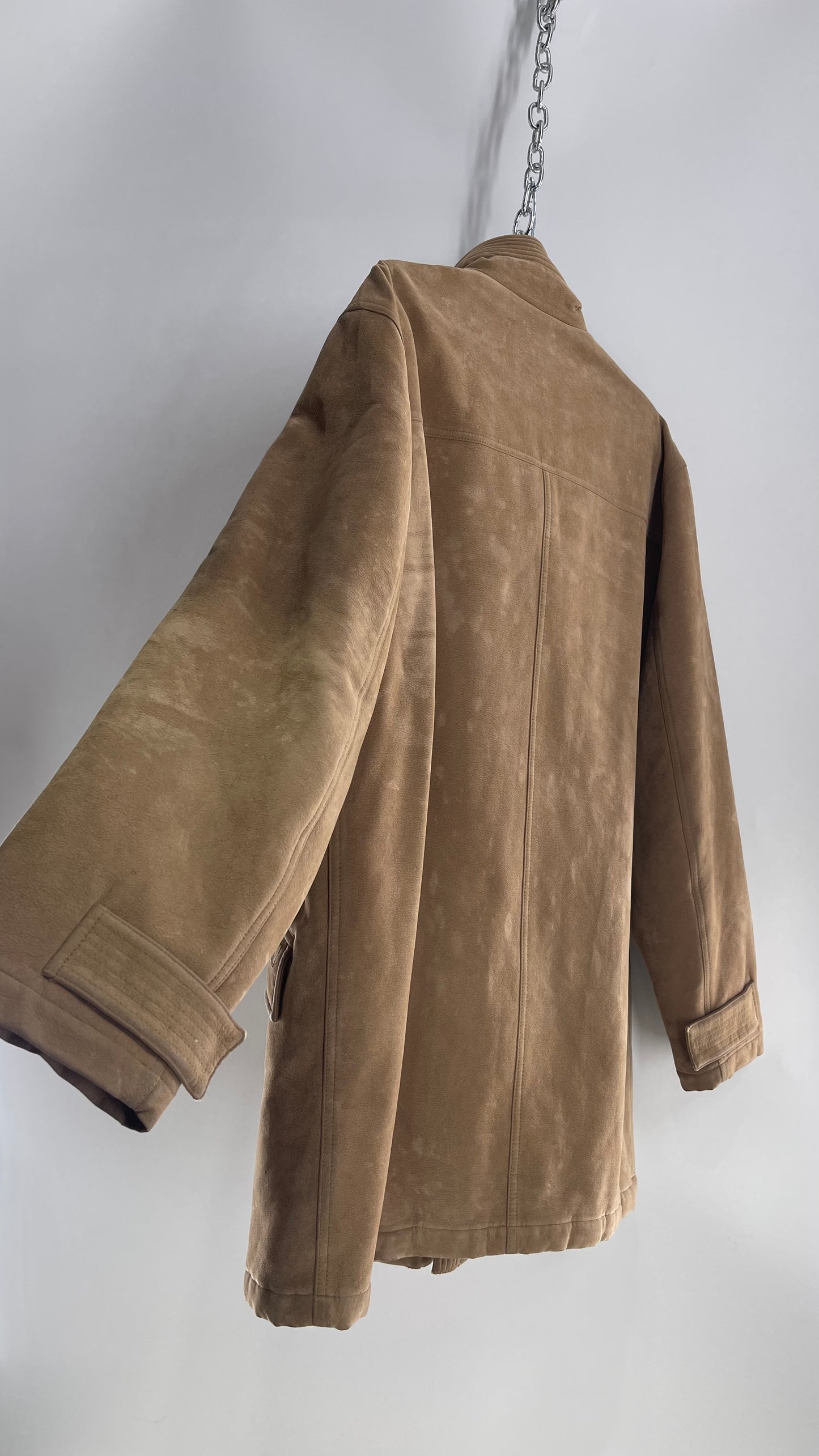 Vintage Men’s VERSACE Sport Camel Vegan Suede Jacket (XL)