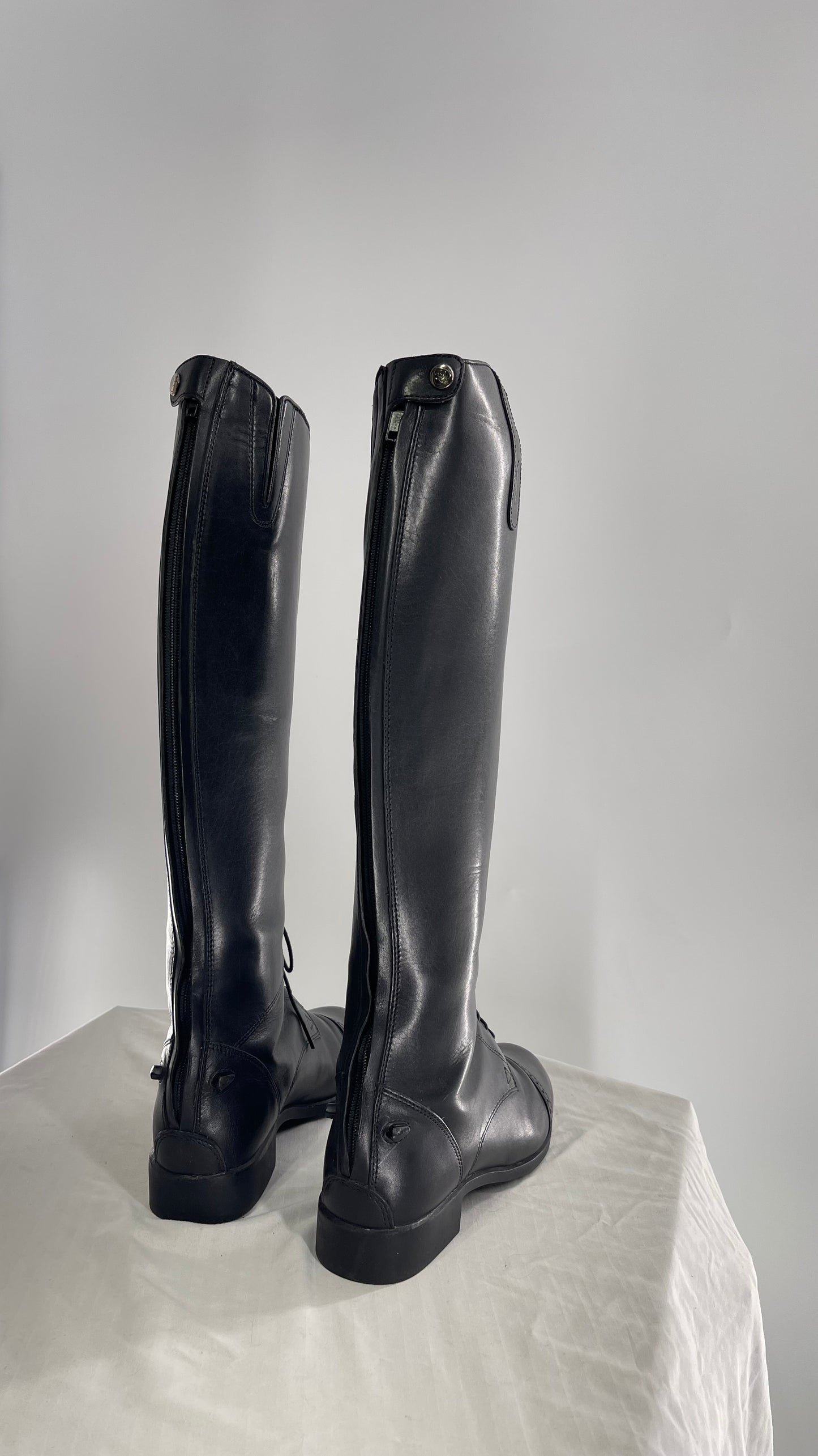 ARIAT Heritage Contour || Black Leather Field Zip Knee High Riding Tall Boots (8)