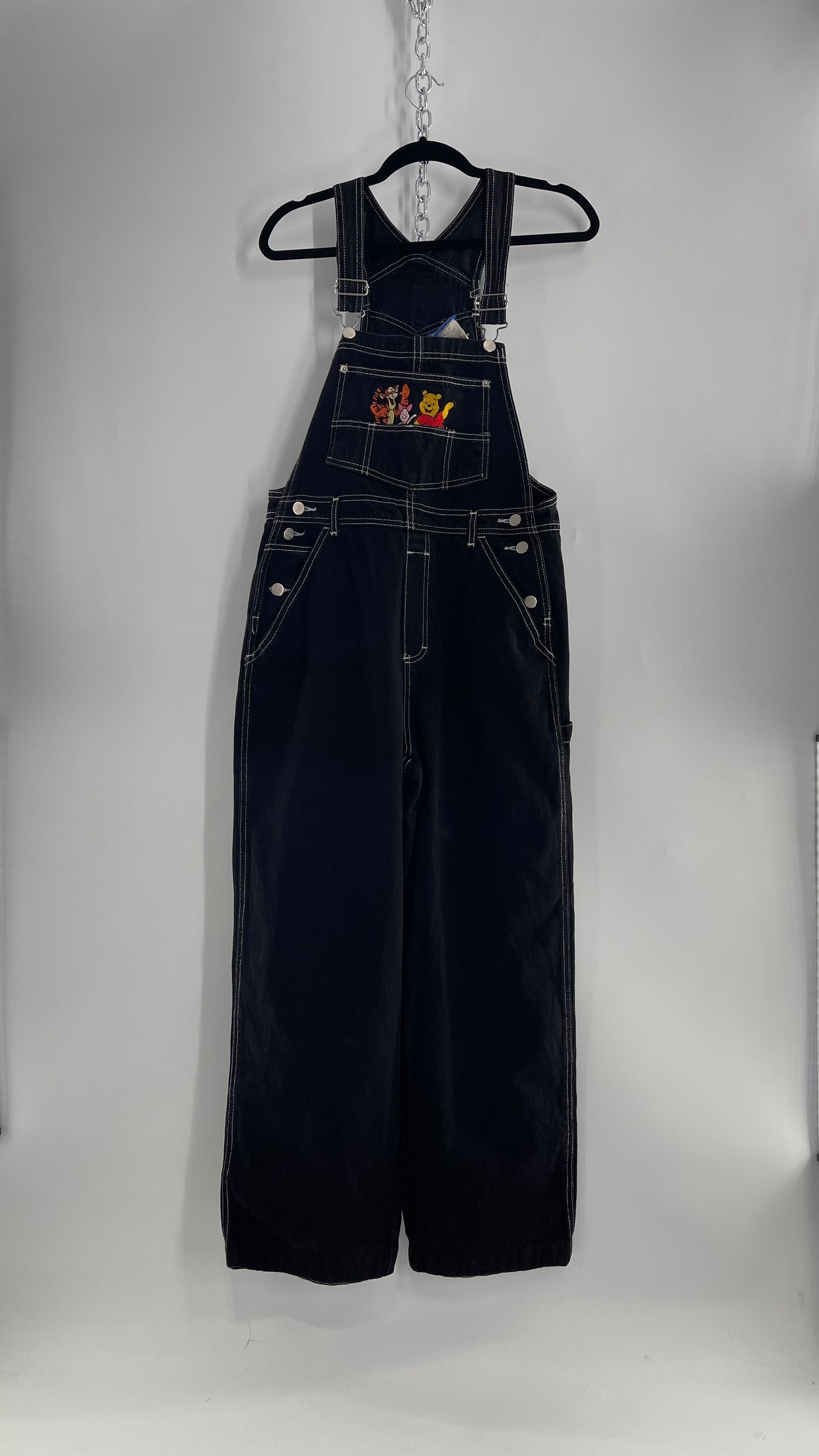 Vintage 80s Nostalgic Disney POOH Denim Embroidered Overall Jumpsuit (Medium)