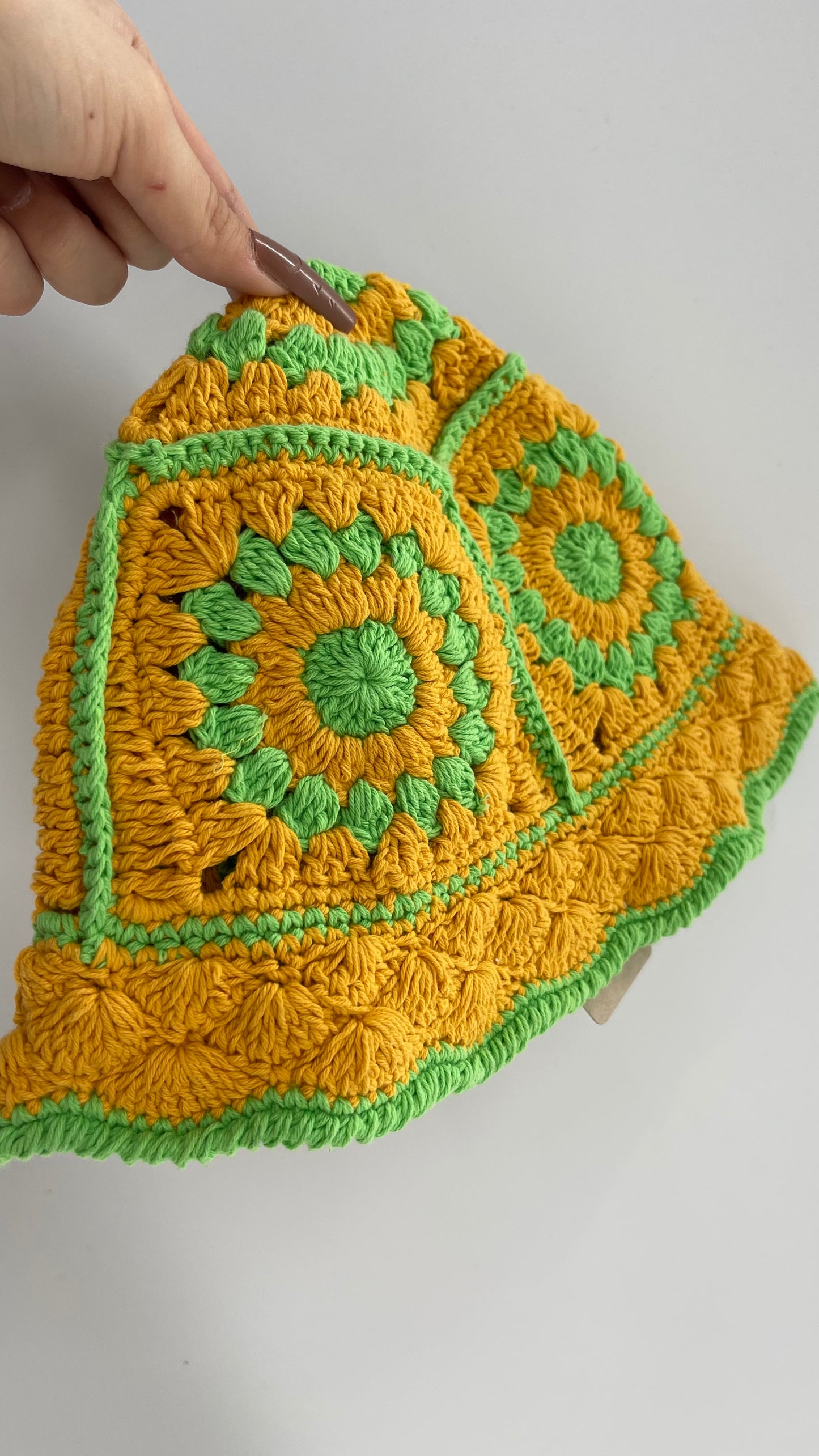 Crochet Yellow and Green Sun/Bucket Hat