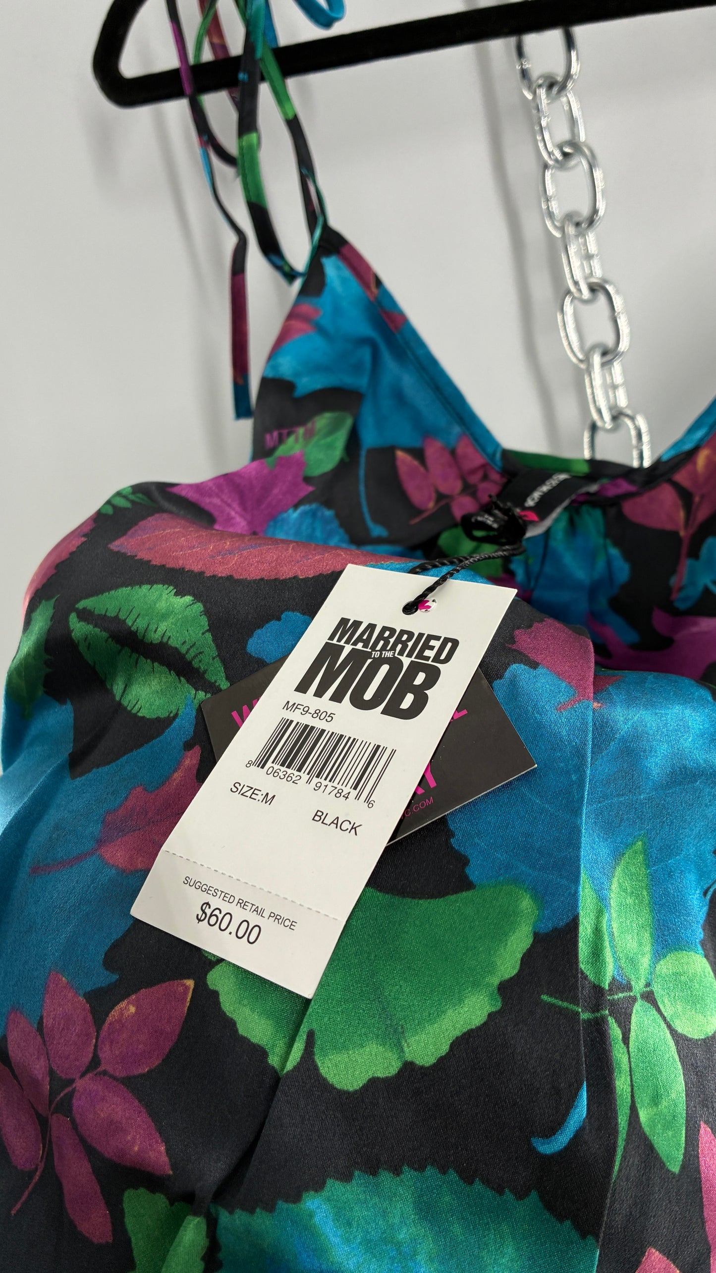 Deadstock Vintage Married to the Mob Floral Tie Shoulder Bubble Top (Medium)