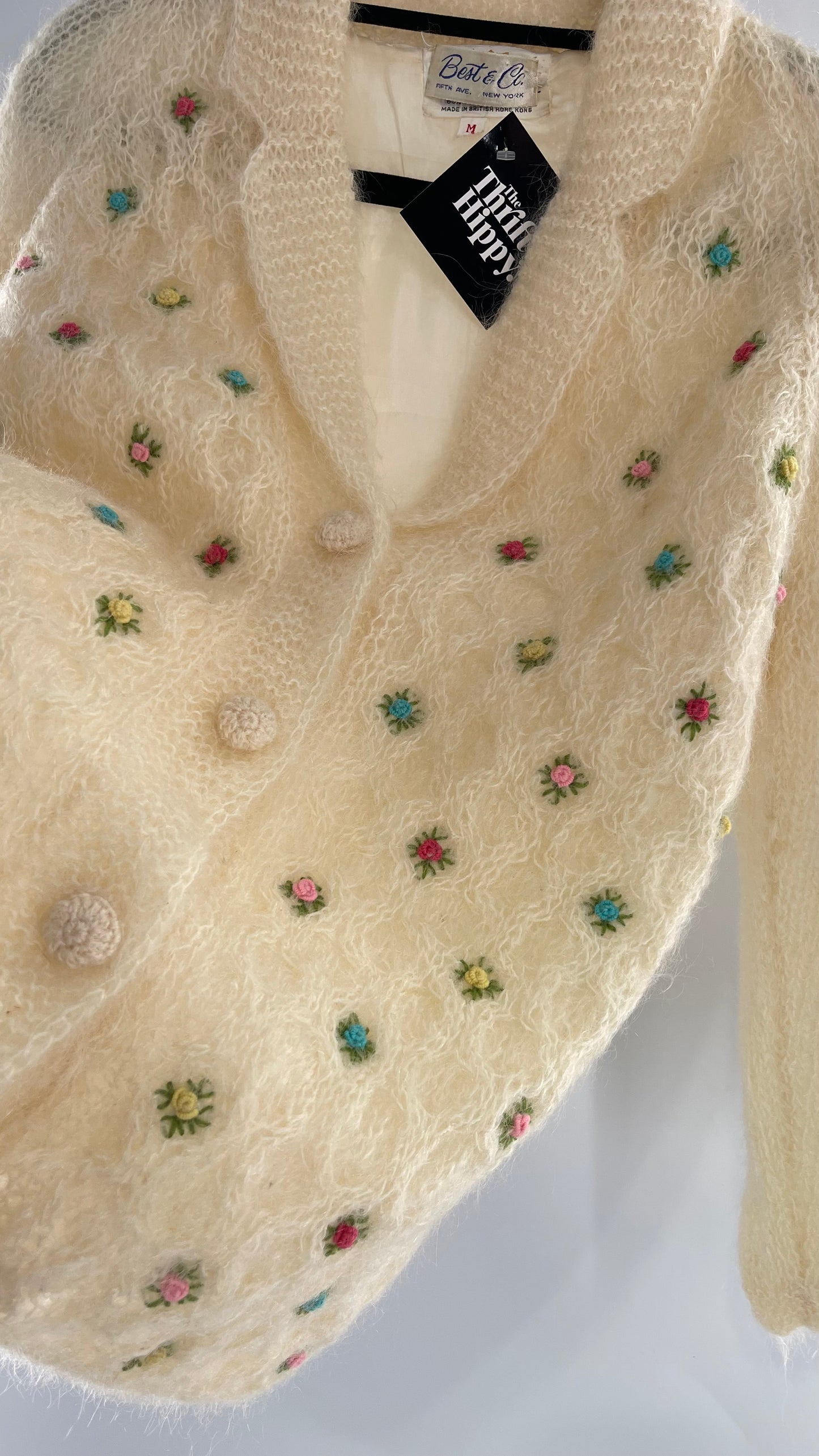 Vintage Best & Co Lil Rose, Cream Granny Cardigan (Medium)