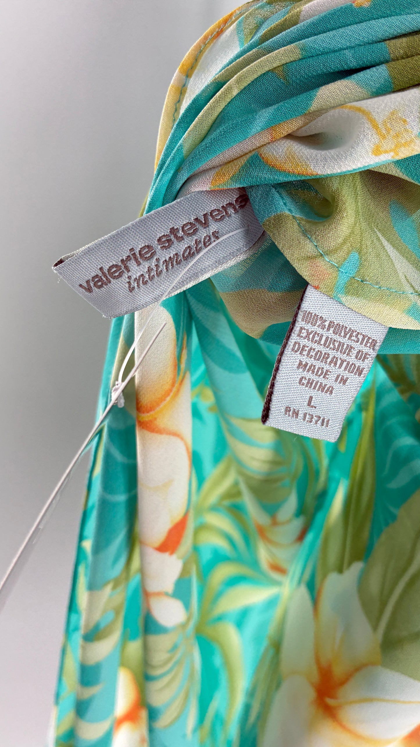 Vintage Valerie Stevens Sheer Tropical Camisole Dress (Large)