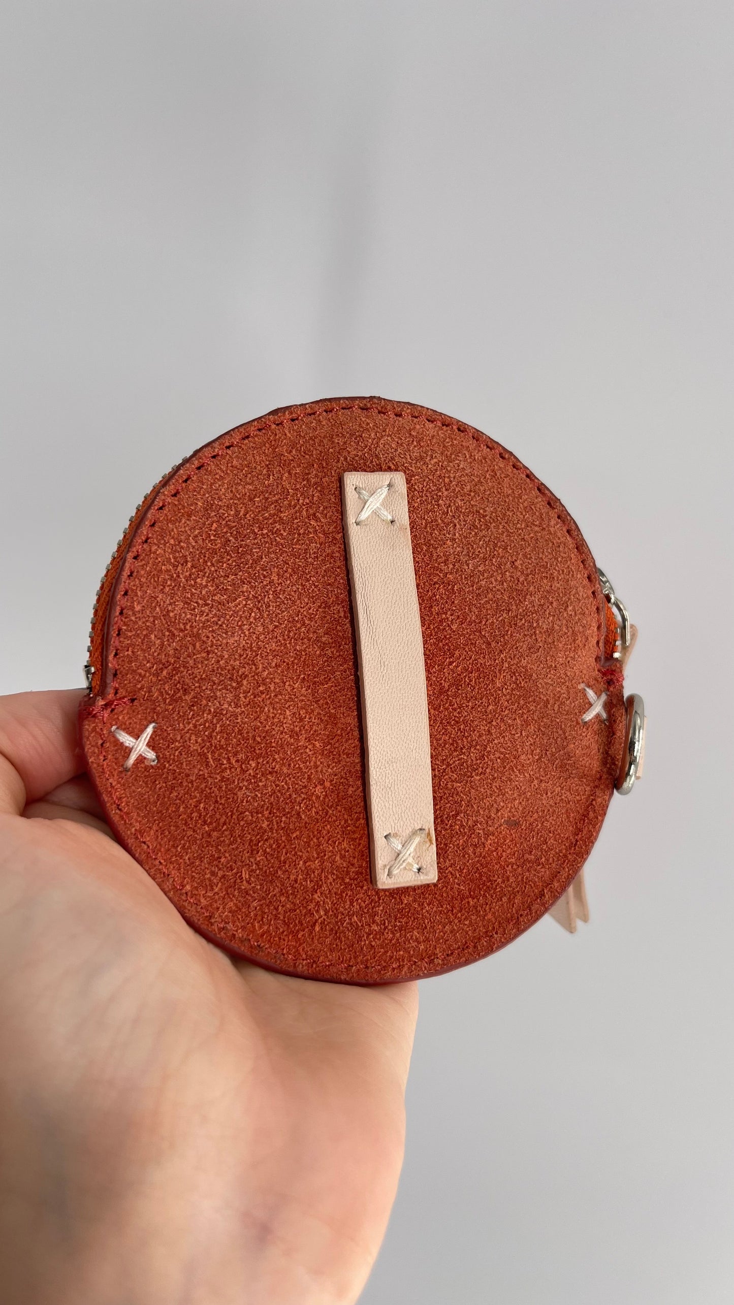 Free People Orange Suede Leather Round Belt Coin Pouch