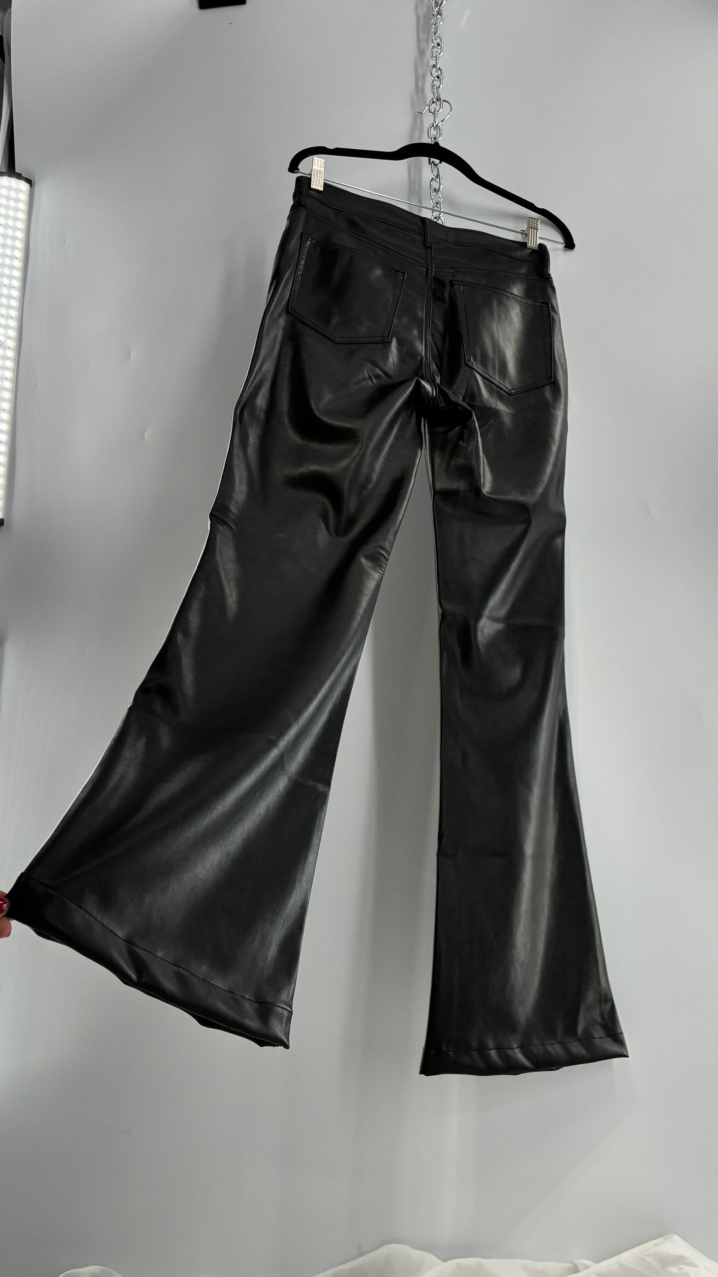 GAP Black Vegan Leather Flared Pants with Tags Attached (28/6R)