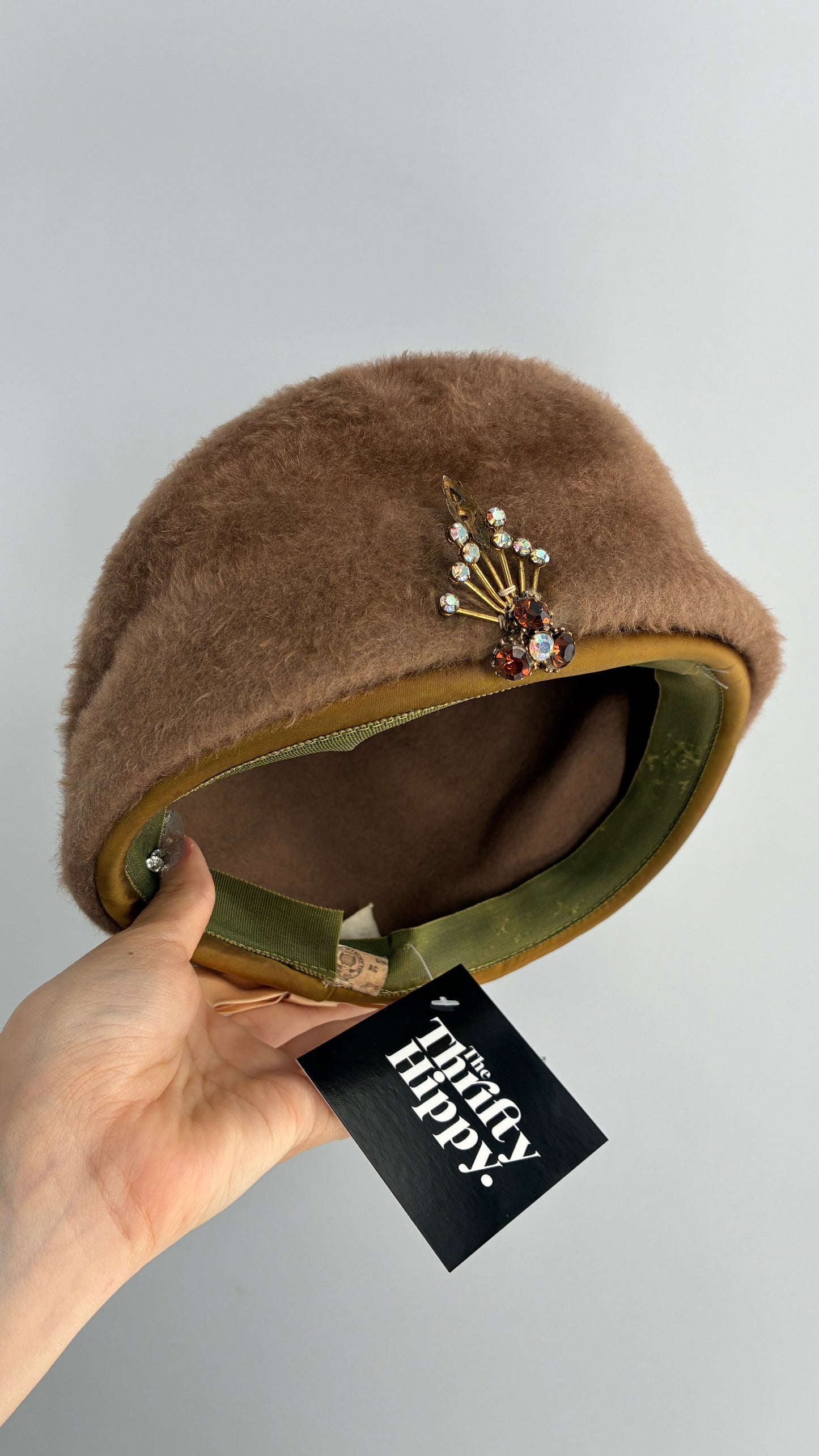 Vintage ROBBI LOU Brown Pillbox Hat
