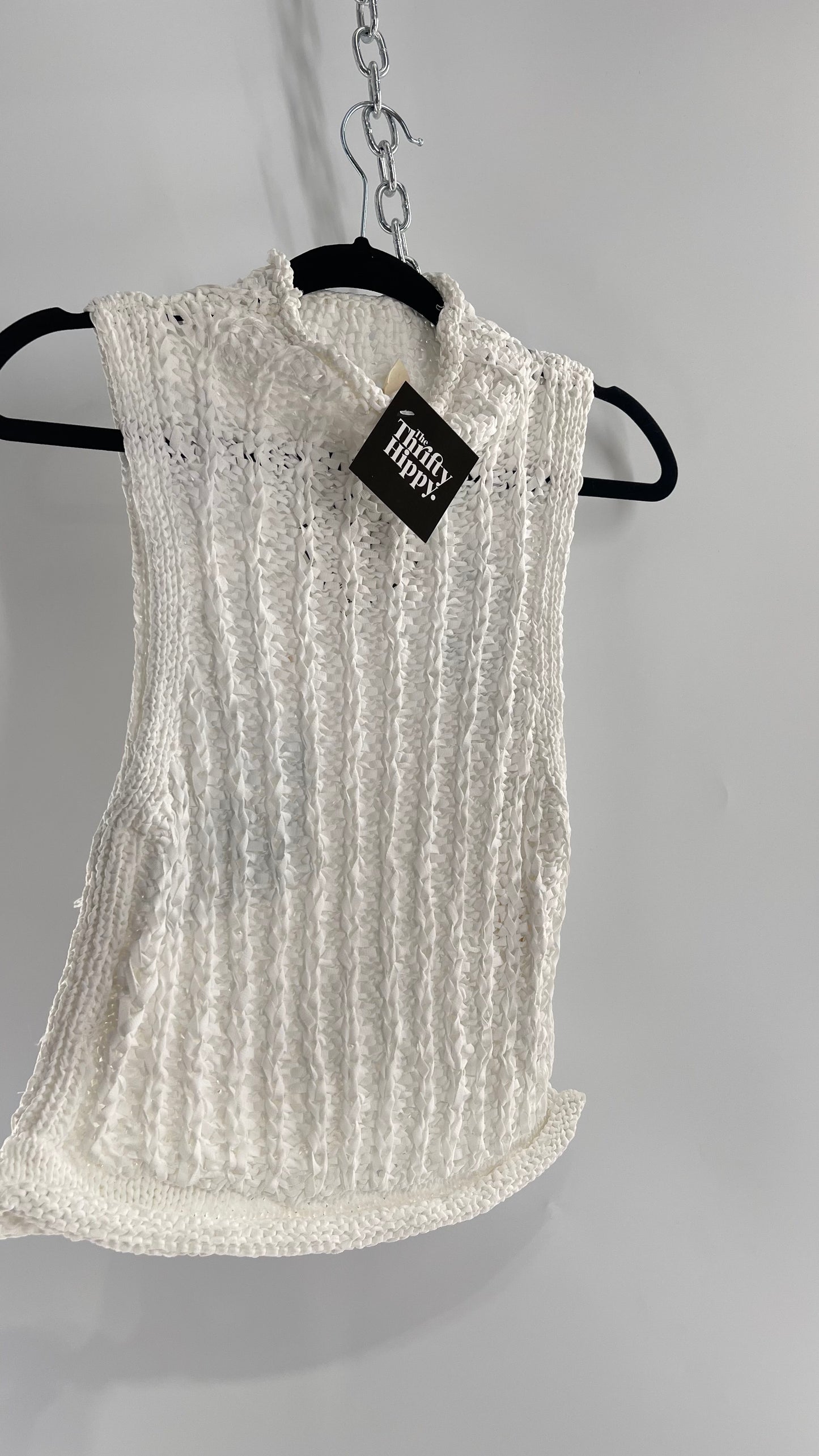 Anthropologie Moth Crochet Open Knit Mock Neck Tank (XS)