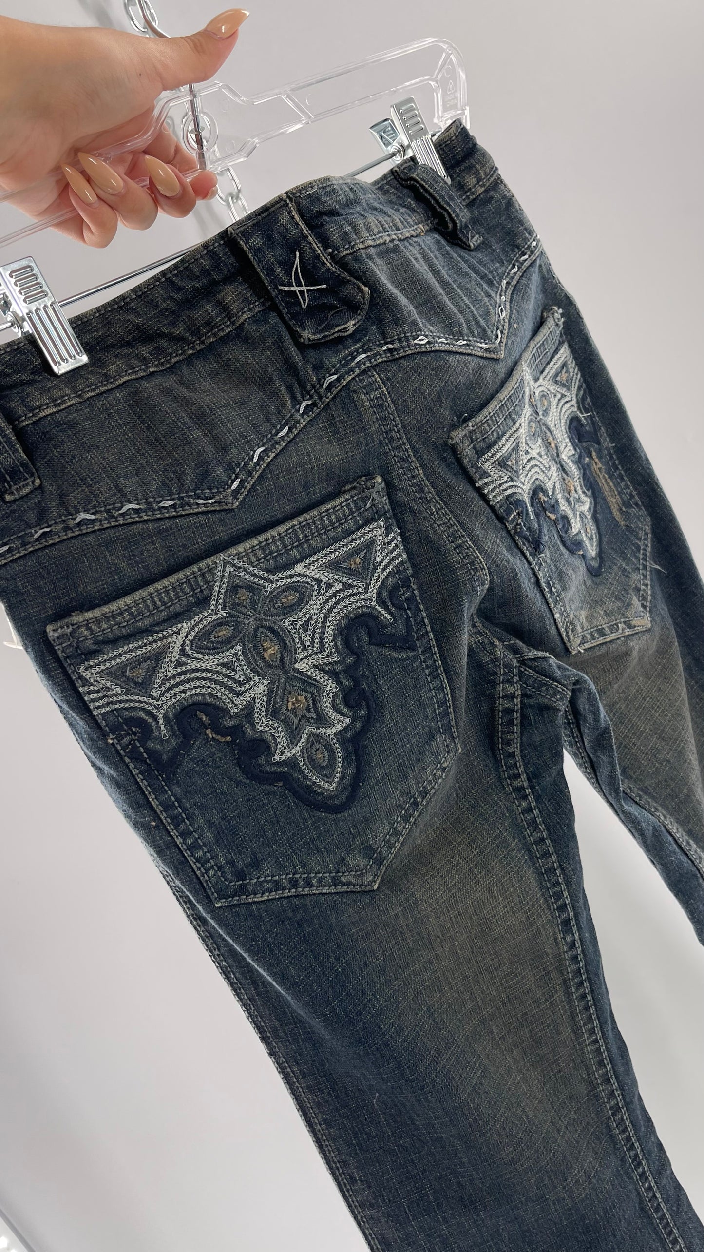 Antik Denim Embroidered Pocket Kick Flares with Western Bum Stitching (28)