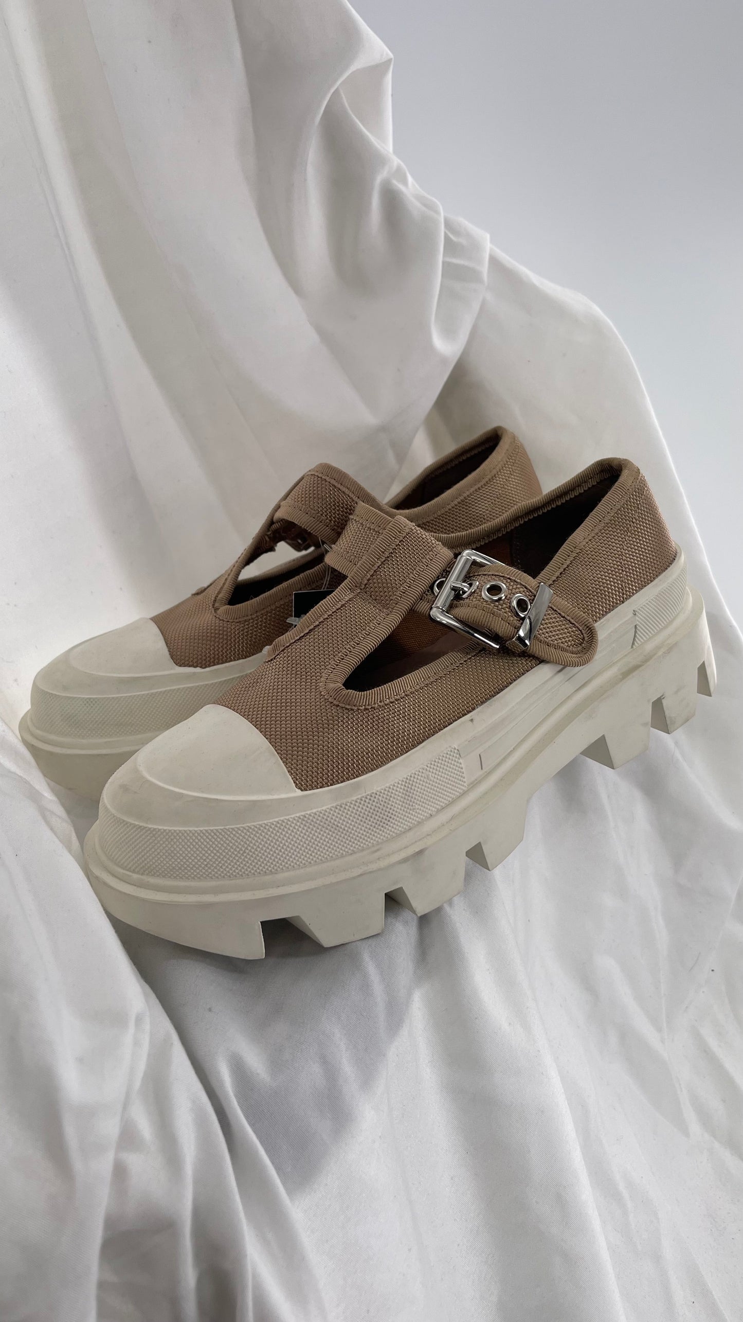 Jeffrey Campbell Marley Tan Canvas Mary Janes (6)