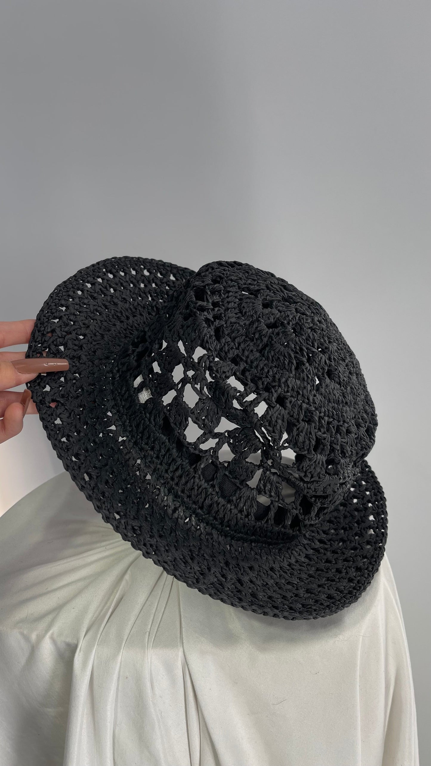 Anthropologie Peter Grimm Black Straw Sun Hat