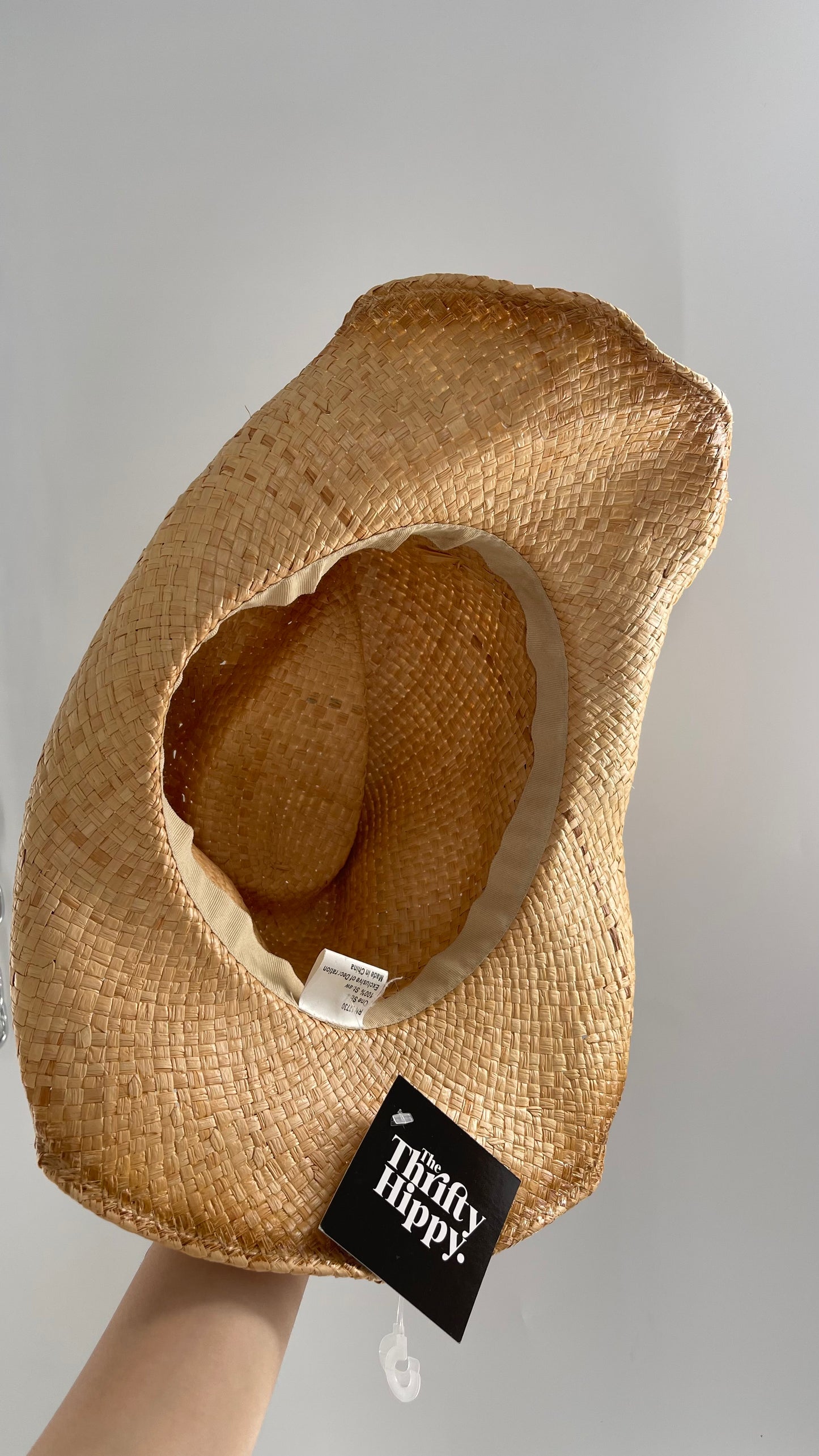 Vintage Straw Hat with Feather Band