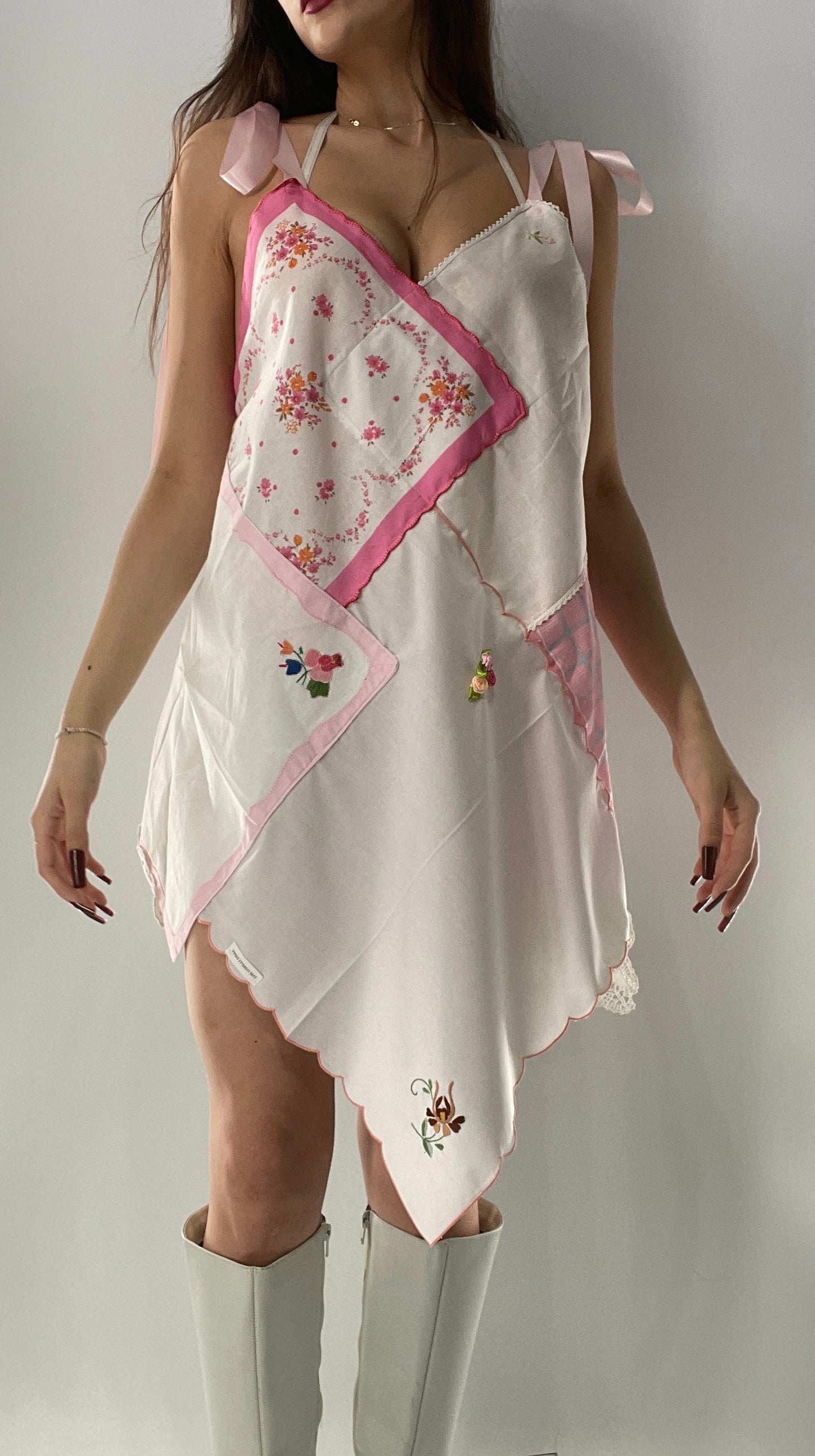 Vintage Handmade Hankie, Prairie Princess, Backless Handkerchief Mini Dress (XS-L)