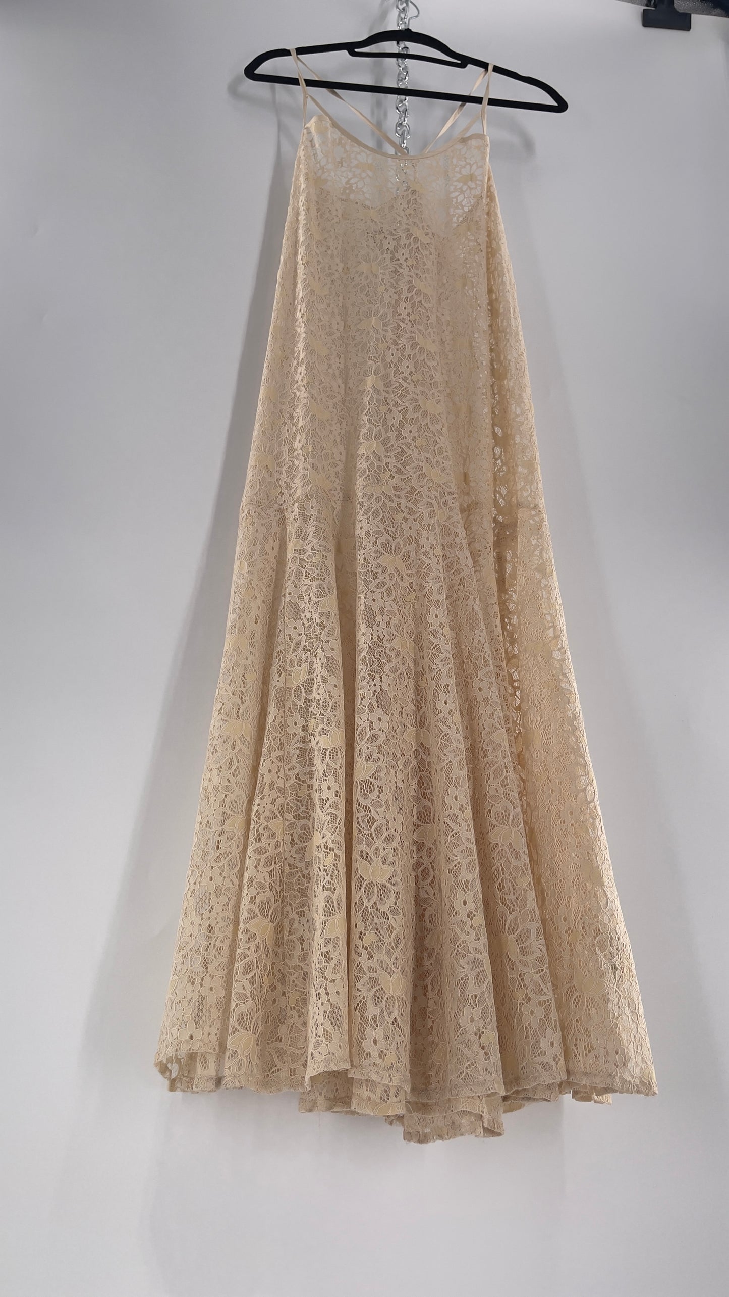 Intimately Free People Beige Lace Slip Maxi Dress (XS)