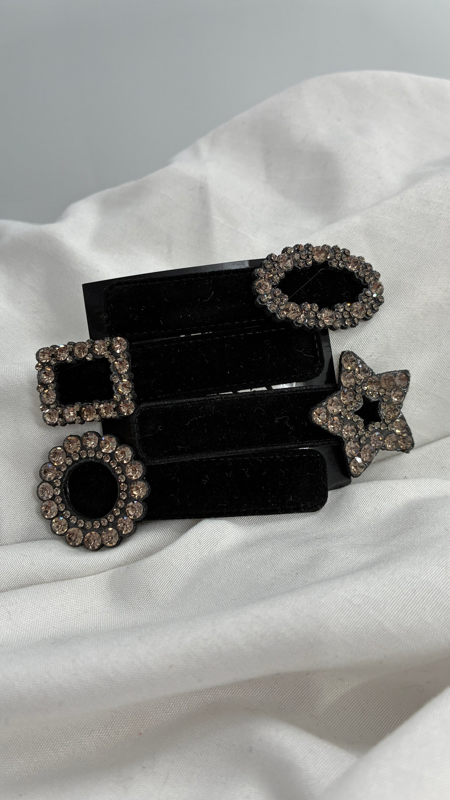 Black Velour Rhinestone Hair Beret Set