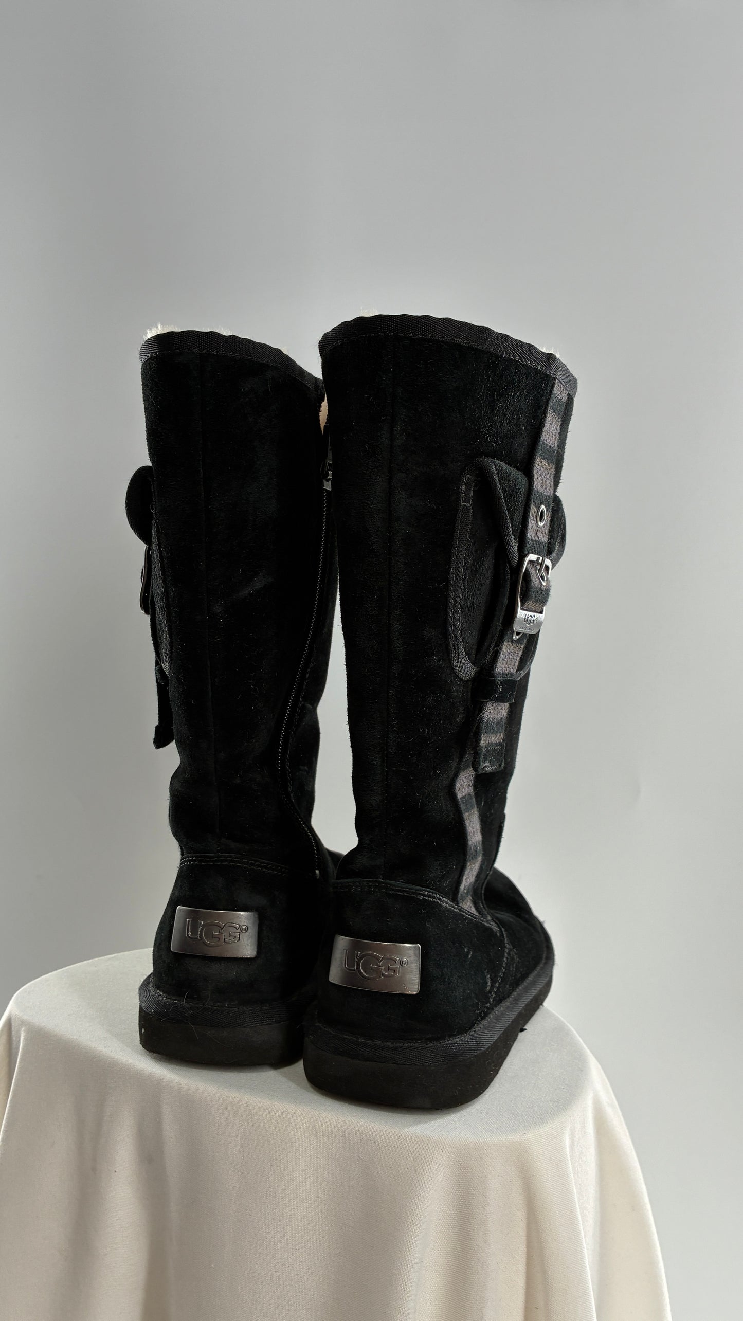 UGG Australia Black Suede Tall Cargo Boot (6)