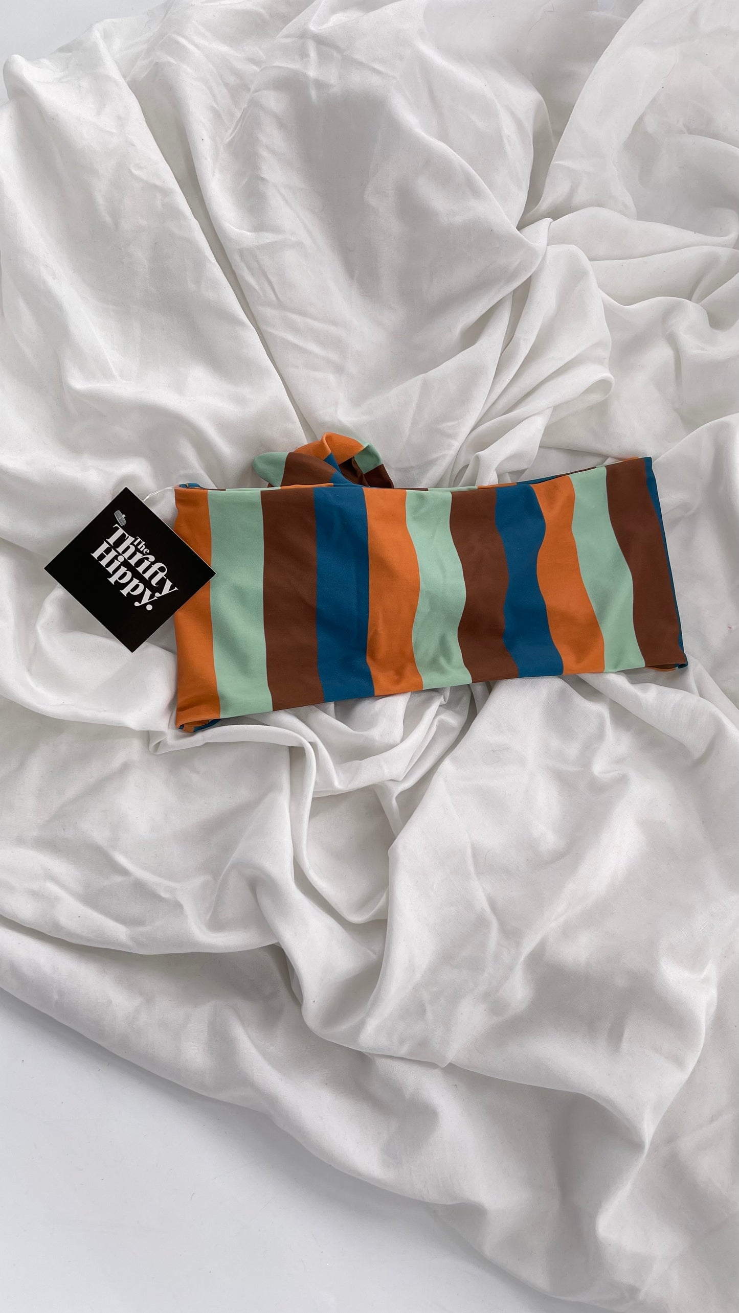 GILLIA swim Striped Bandeau Swim Top (Small)