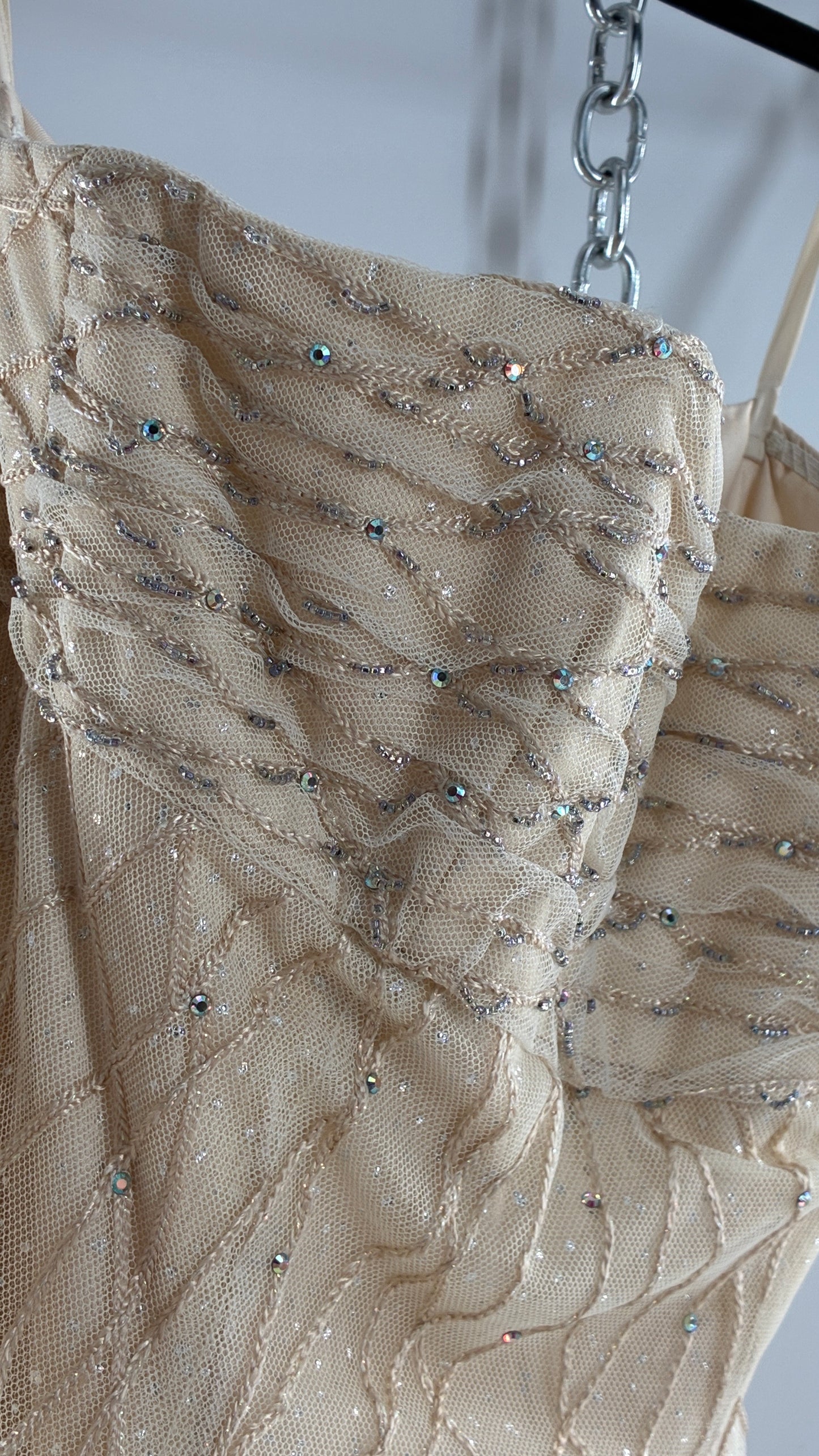 Vintage Victor Costa for Neiman Marcus Strapless Ruched/Pleated Bust Mermaid Gown Covered in Braided Threads and Embroidered Beads (6)