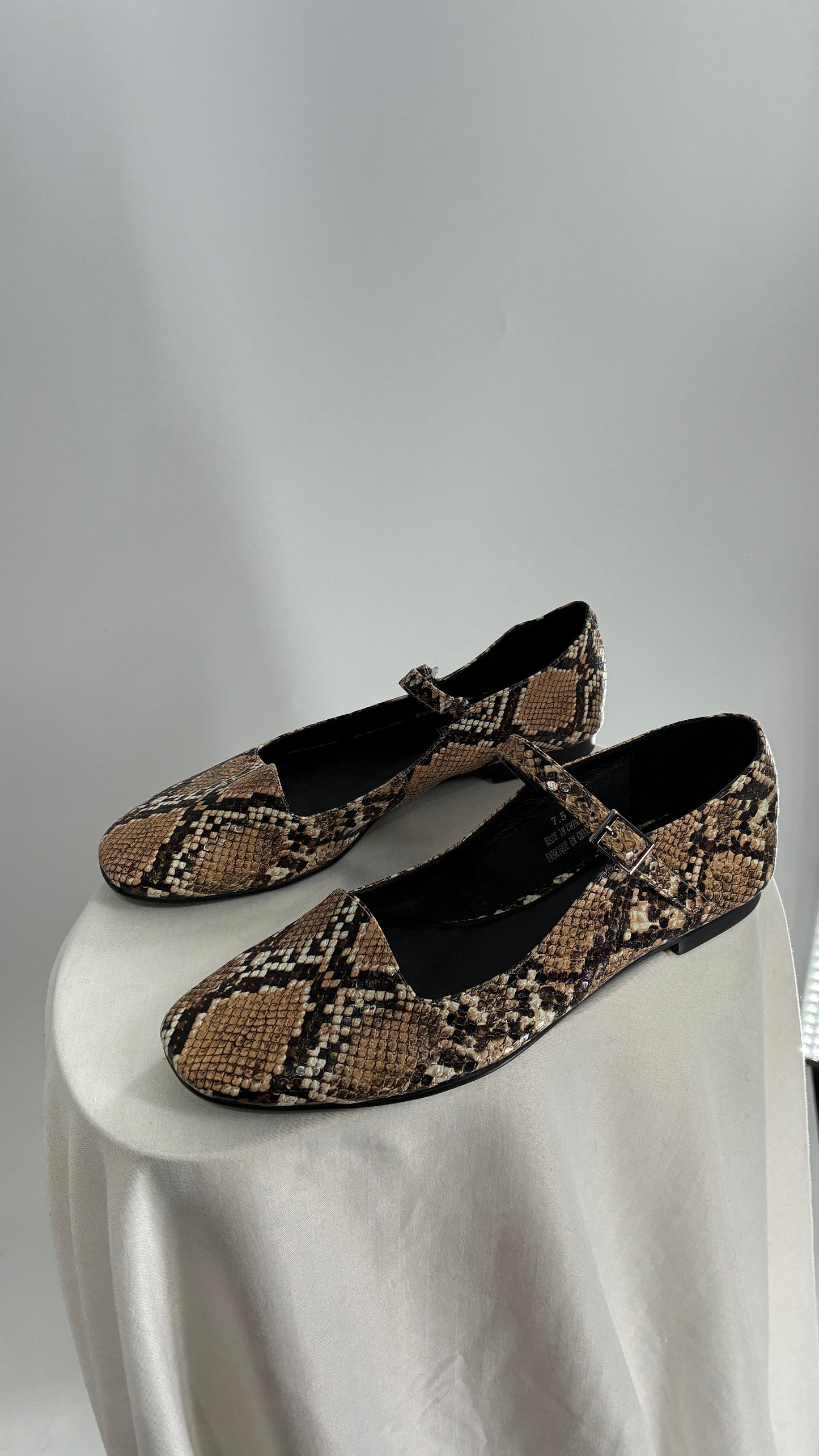Jeffrey Campbell Snakeskin MaryJane Ballet Flats (7.5)