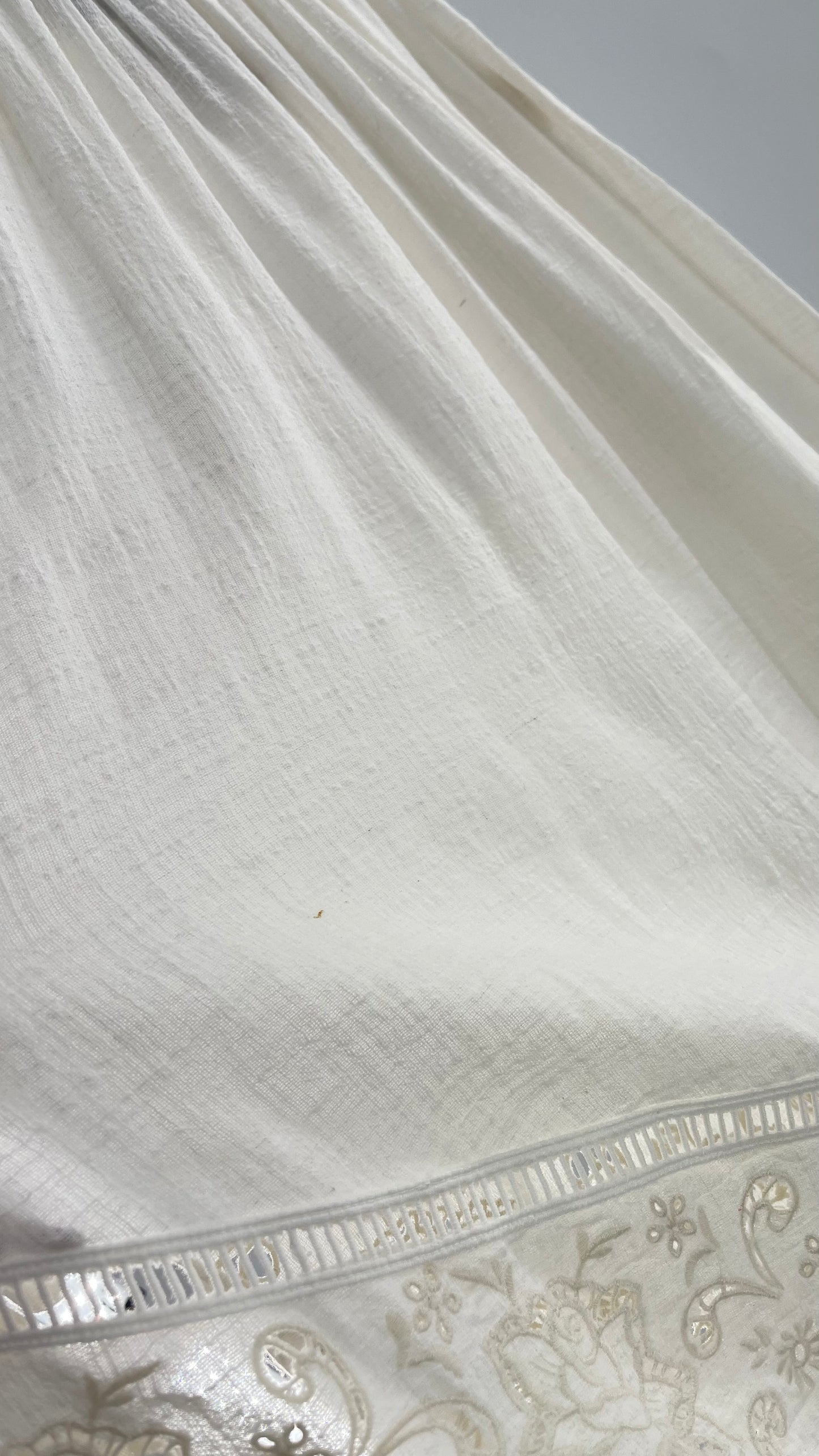 Spell & the Gypsy Full Length Cotton Gauze White Skirt with Tie Sides and Heavily Embroidered Hem (XS)