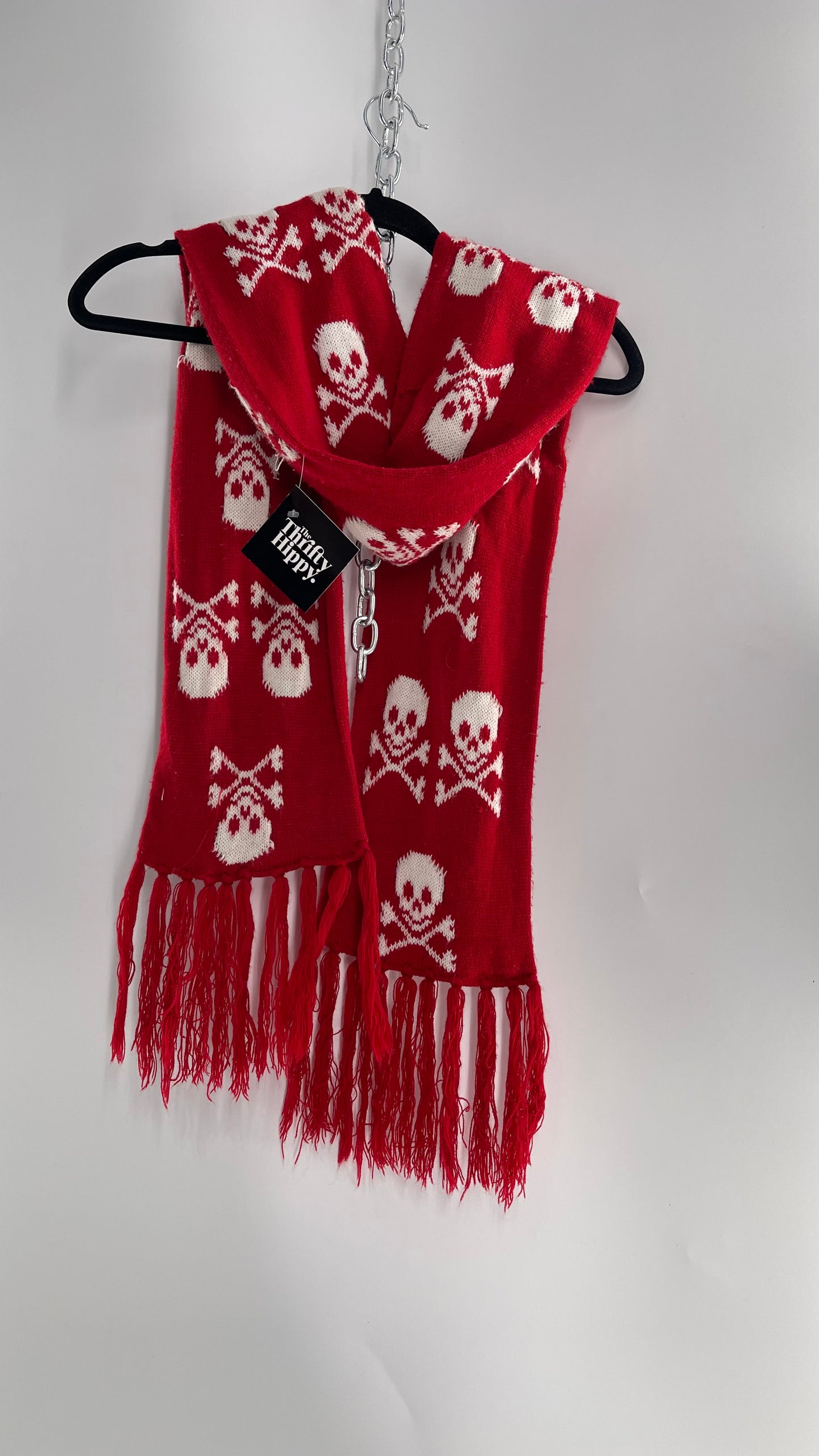 Emo Raggedy Red Skull Scarf (C)