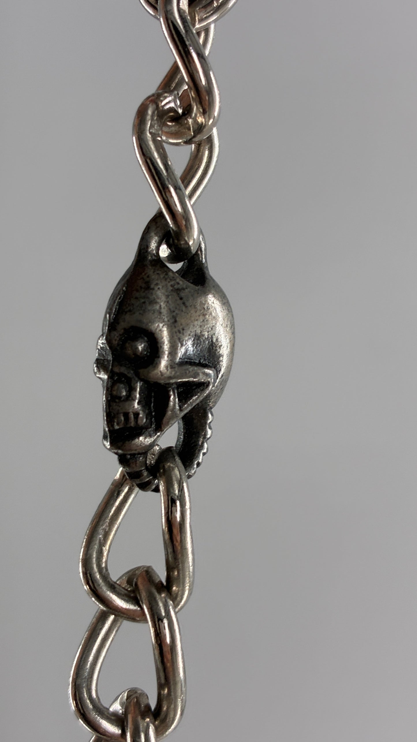 Vintage Dark Silver Metal Skull Chain Belt or Pant Chain (Small)