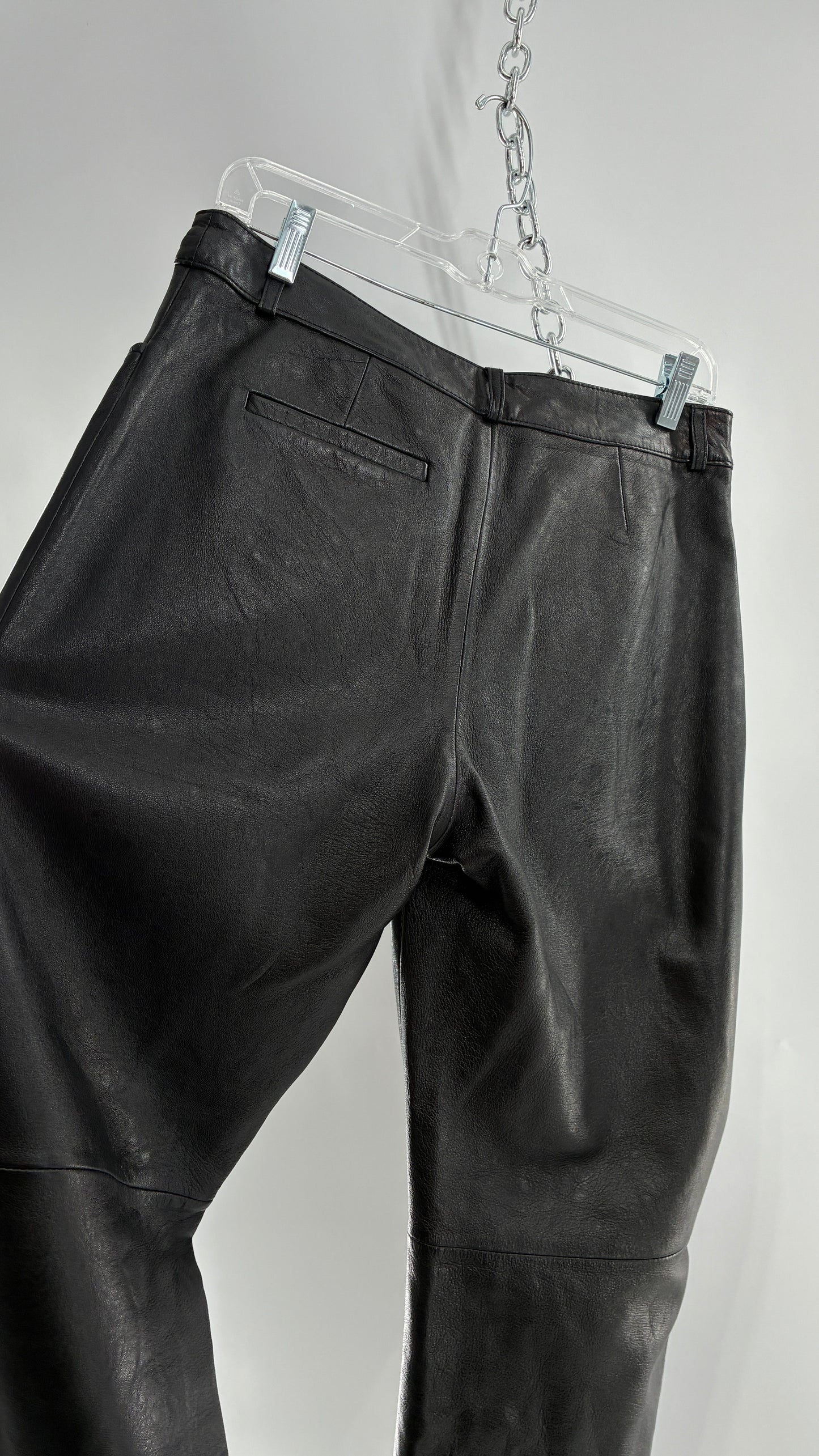 Vintage INC Black Soft Genuine Leather Side Closure Pants (6)