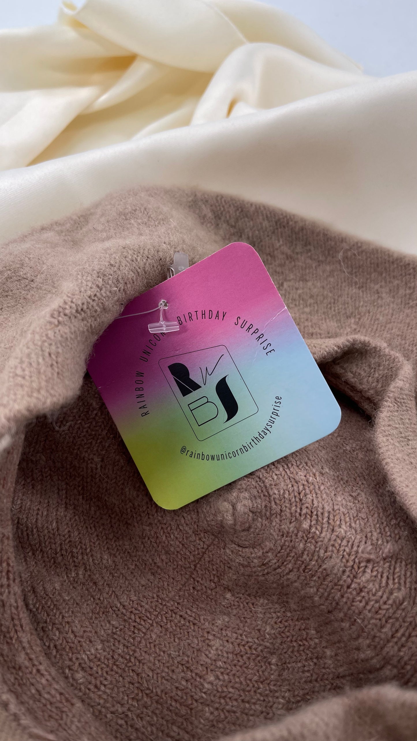 Free People Rainbow Unicorn Birthday Surprise Tan Wool Beret