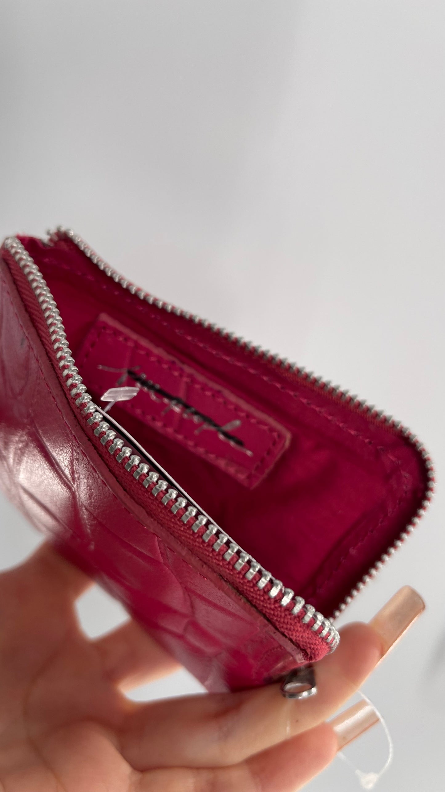 Free People Hot pink Embossed Buff Leather Wallet