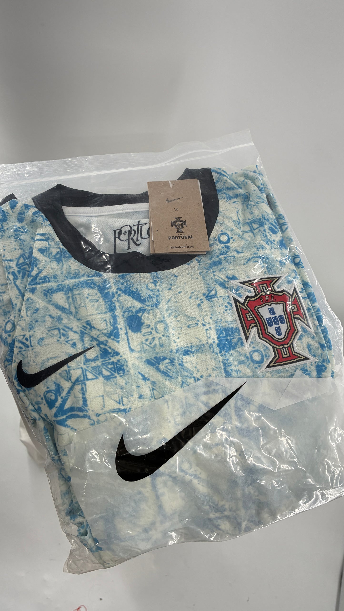 NIKE Portugal Dri-fit Soccer ADV Away Sail Blue Jersey with Tags Attached and Plastic Sleeve Bag (XL)