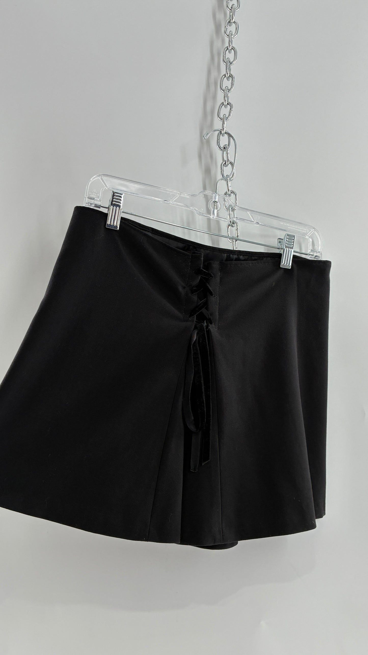Vintage MARKS & SPENCER Suit Set with Black Linen Blend Blazer and Upcycled Mini Skirt with Corset Backing (14/M)