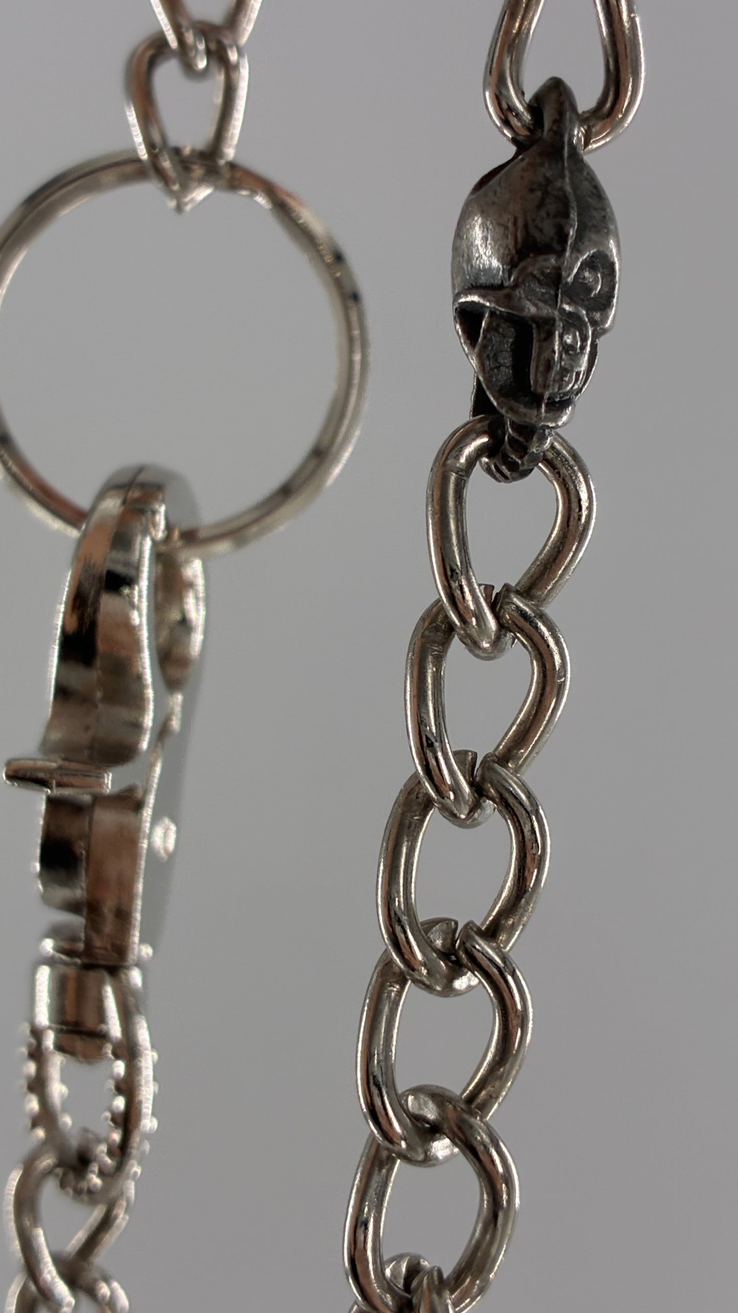 Vintage Dark Silver Metal Skull Chain Belt or Pant Chain (Small)