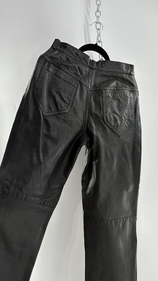 Vintage LILLIE RUBEN High Waisted Black Thin Leather Pants (6)