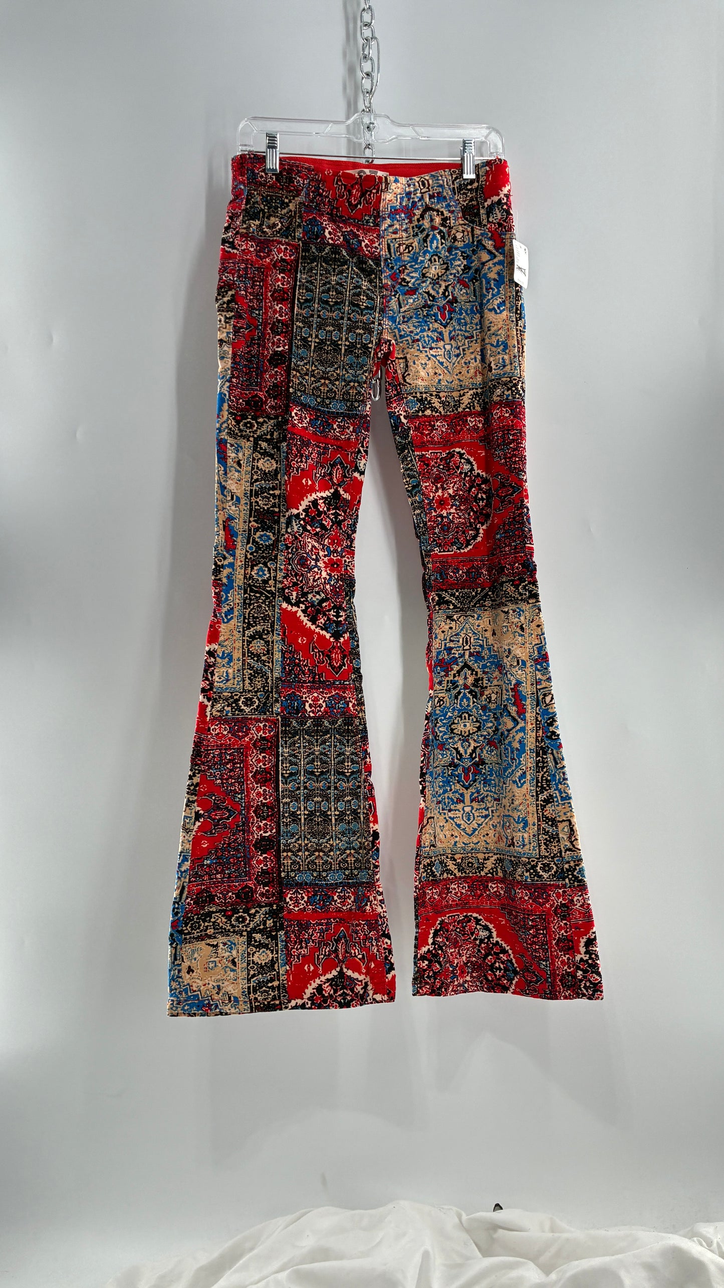 Free People Red, White, Blue Tapestry Patchwork Corduroys with Tags Attached (27)