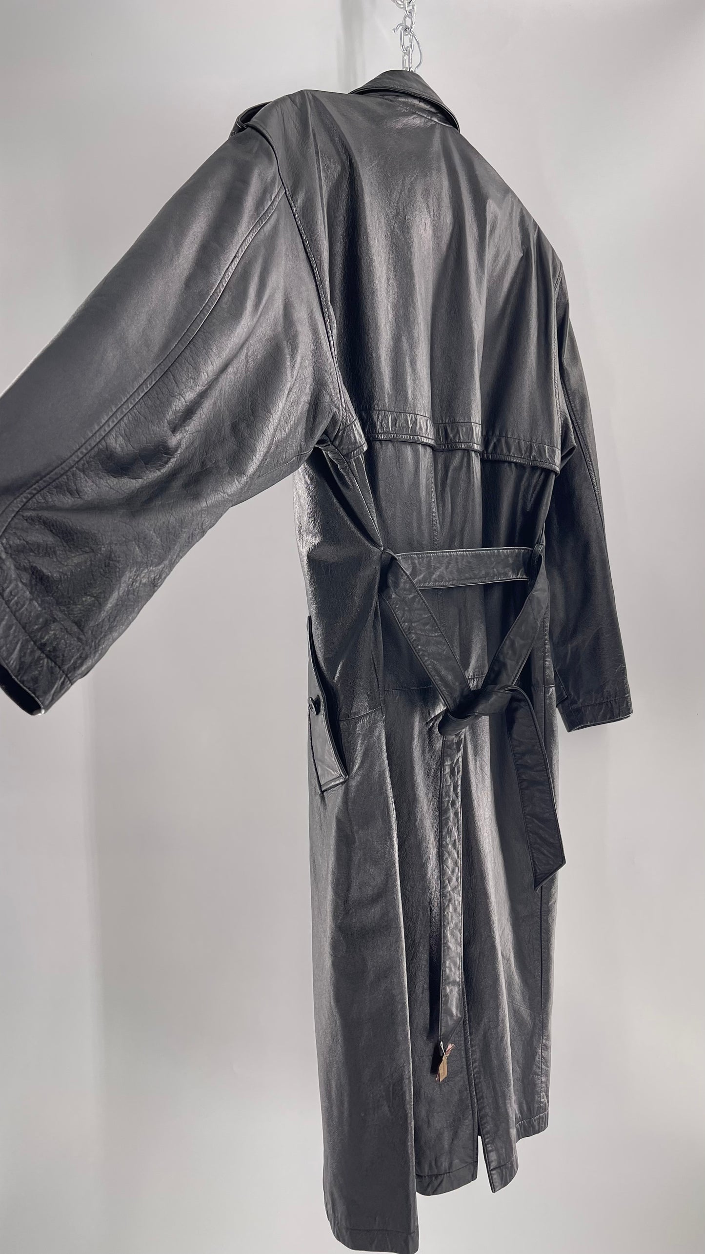 Georgetown Vintage Black Leather Trench Coat (Medium)