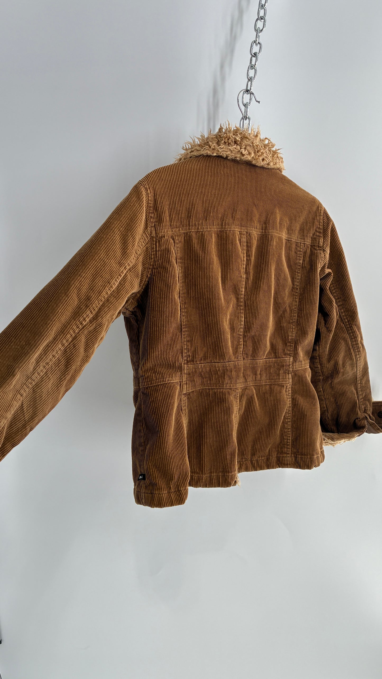 Vintage 1990s LEI Corduroy Jacket with Shearling Cuffs and Collar (Large)
