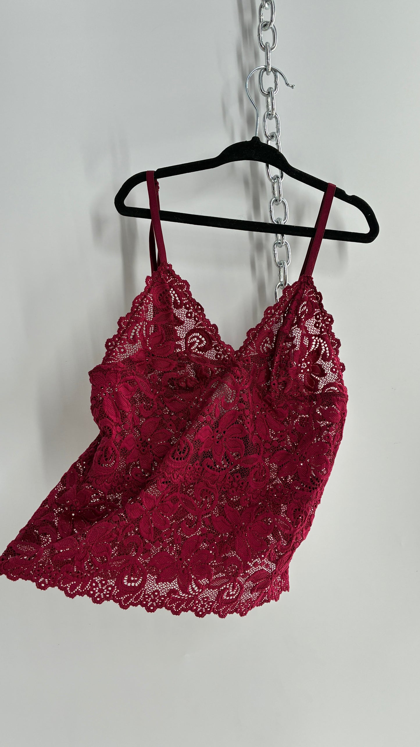 Maroon Red Lace Camisole Tank (Small)