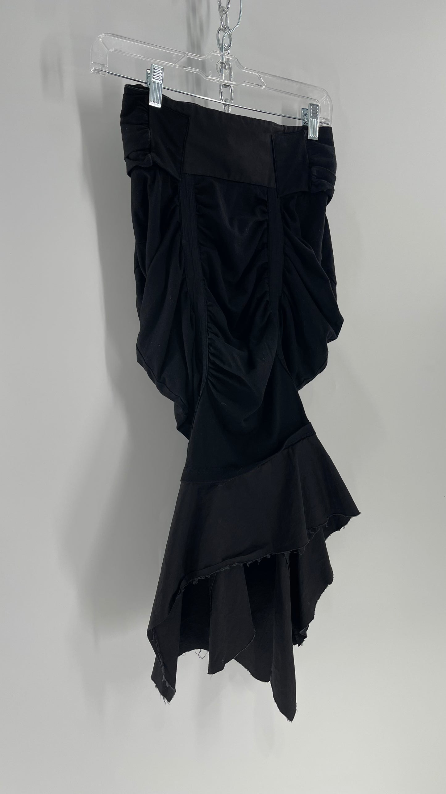AGANOVICH Black TS50 Jersey Ruched Asymmetric Cargo Skirt with Gold Zipper (0)