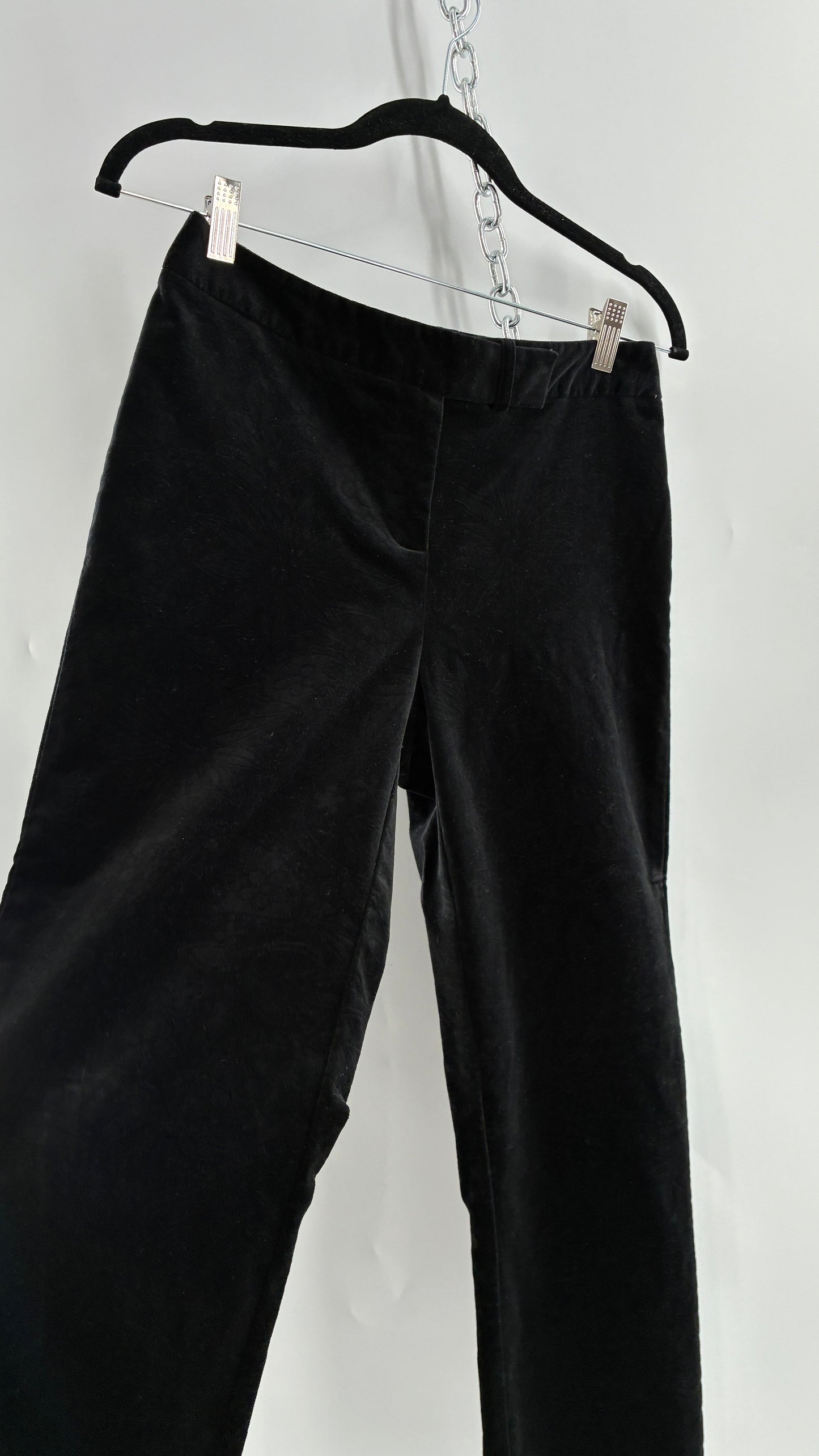 Deadstock Vintage 2000s Lilly Pulitzer Black Velvet Embossed Floral, Side Closure Pants (4)