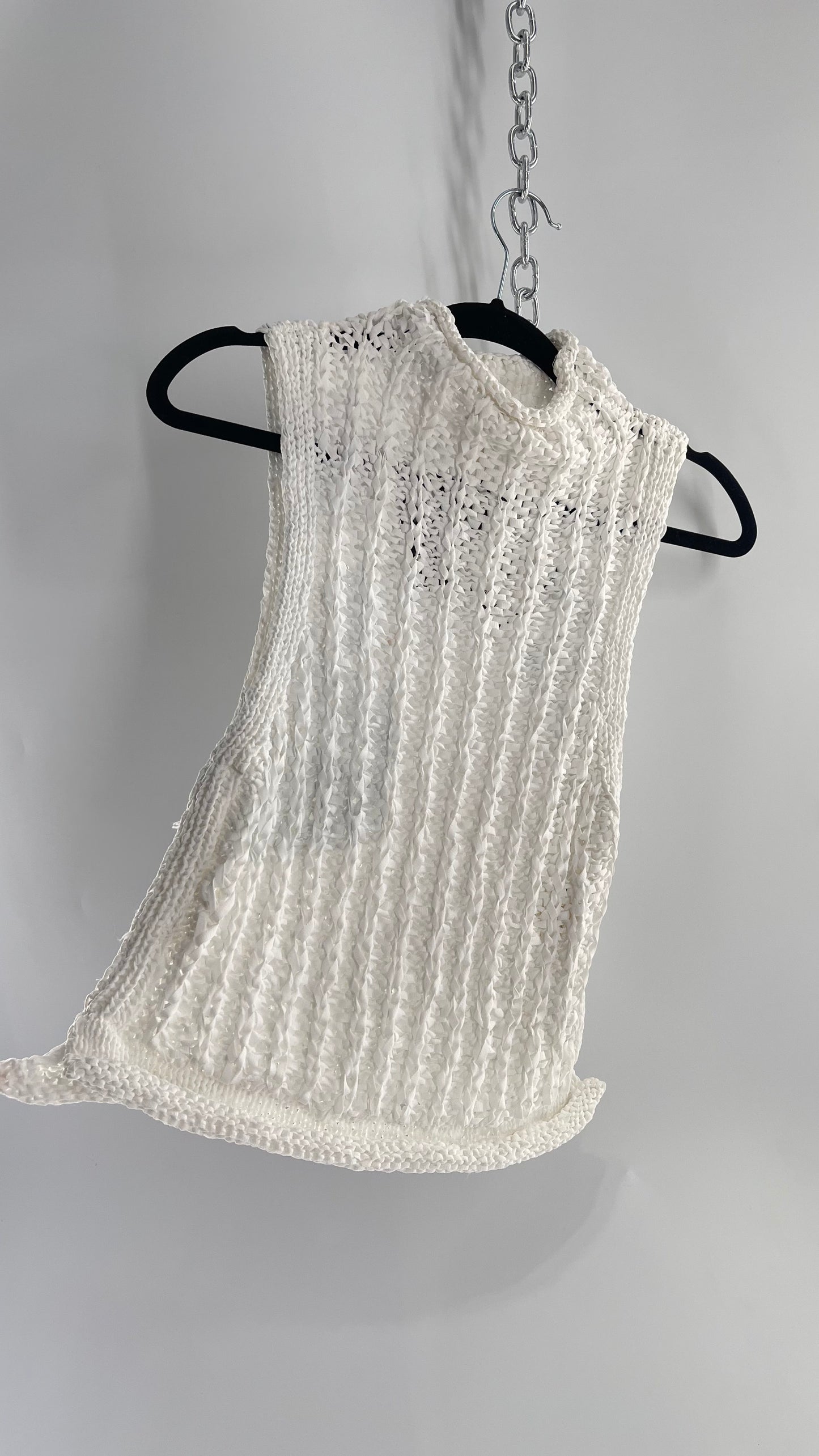 Anthropologie Moth Crochet Open Knit Mock Neck Tank (XS)