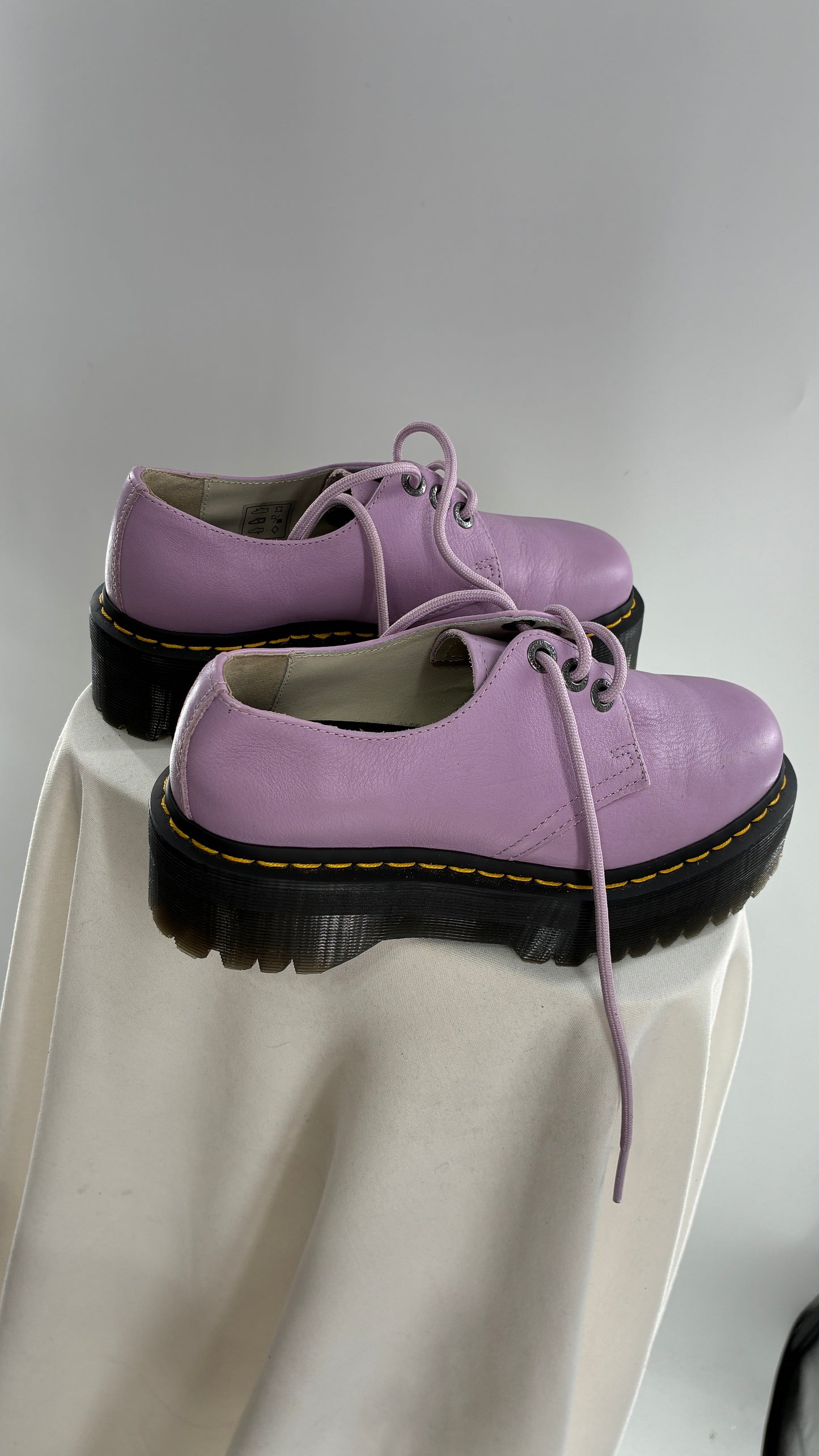 Vintage Dr. Martens 1461 Quad II, Lilac Purple, Pisa Leather Platform Oxfords (6)