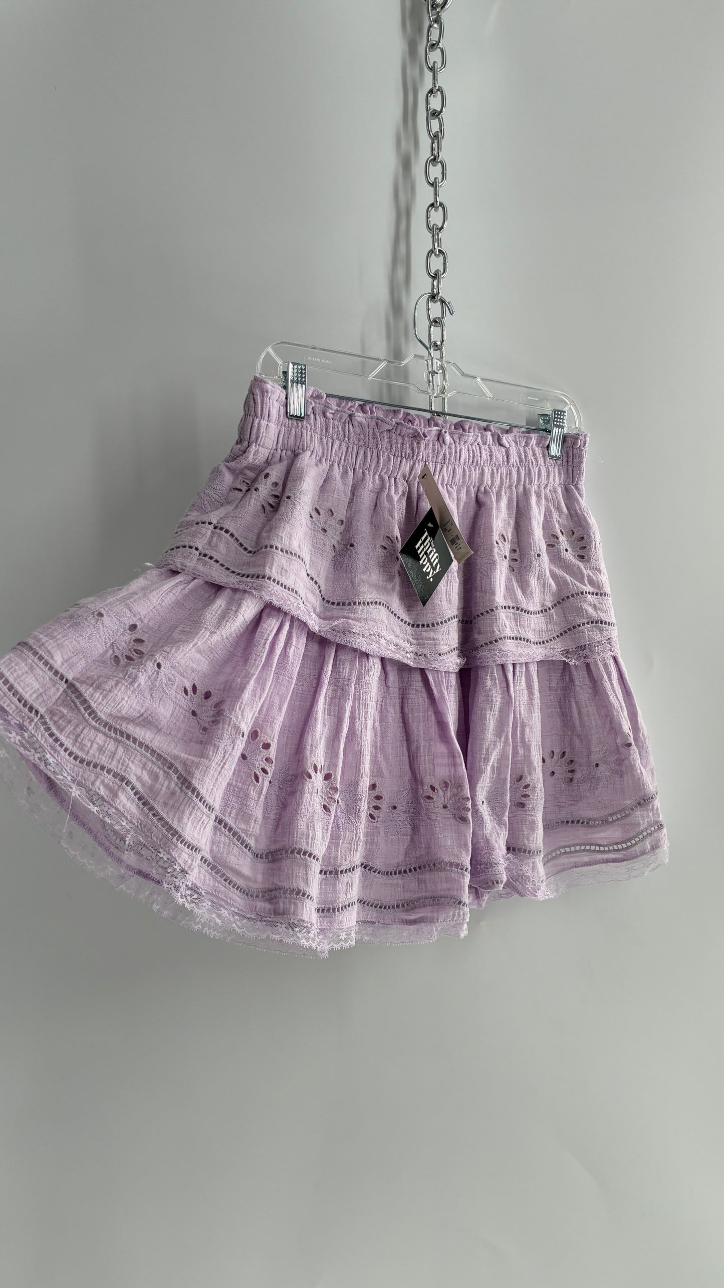 Francesca’s Lavender Lilac Tiered Ruffle Mini Skirt with Tags Attached (Large)