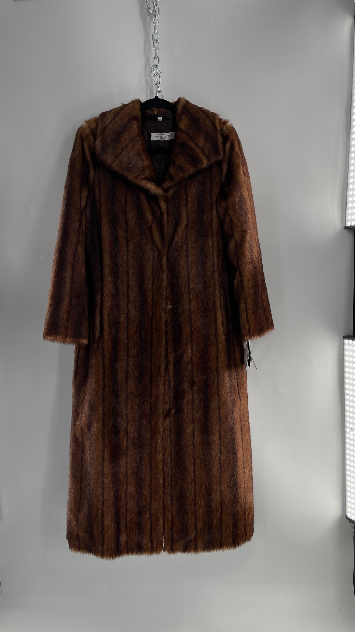 Deadstock Vintage Pamela McCoy Full Length Faux Fur Duster Coat (XS)
