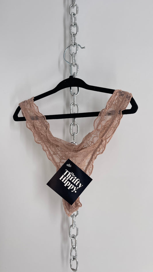 Urban Outfitters Nude Neutral Lace Thong Panty
(Large)