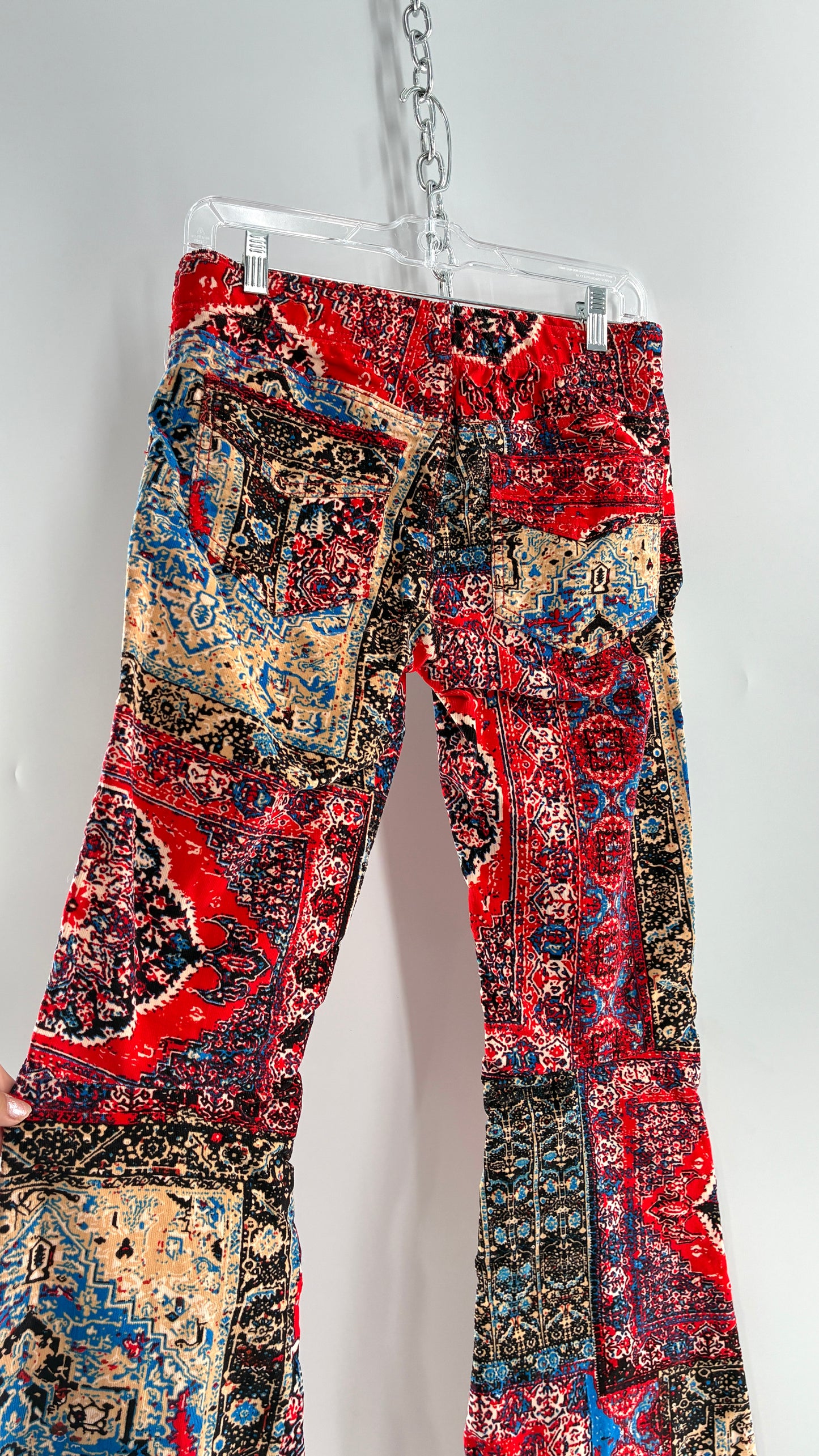 Free People Red, White, Blue Tapestry Patchwork Corduroys with Tags Attached (27)