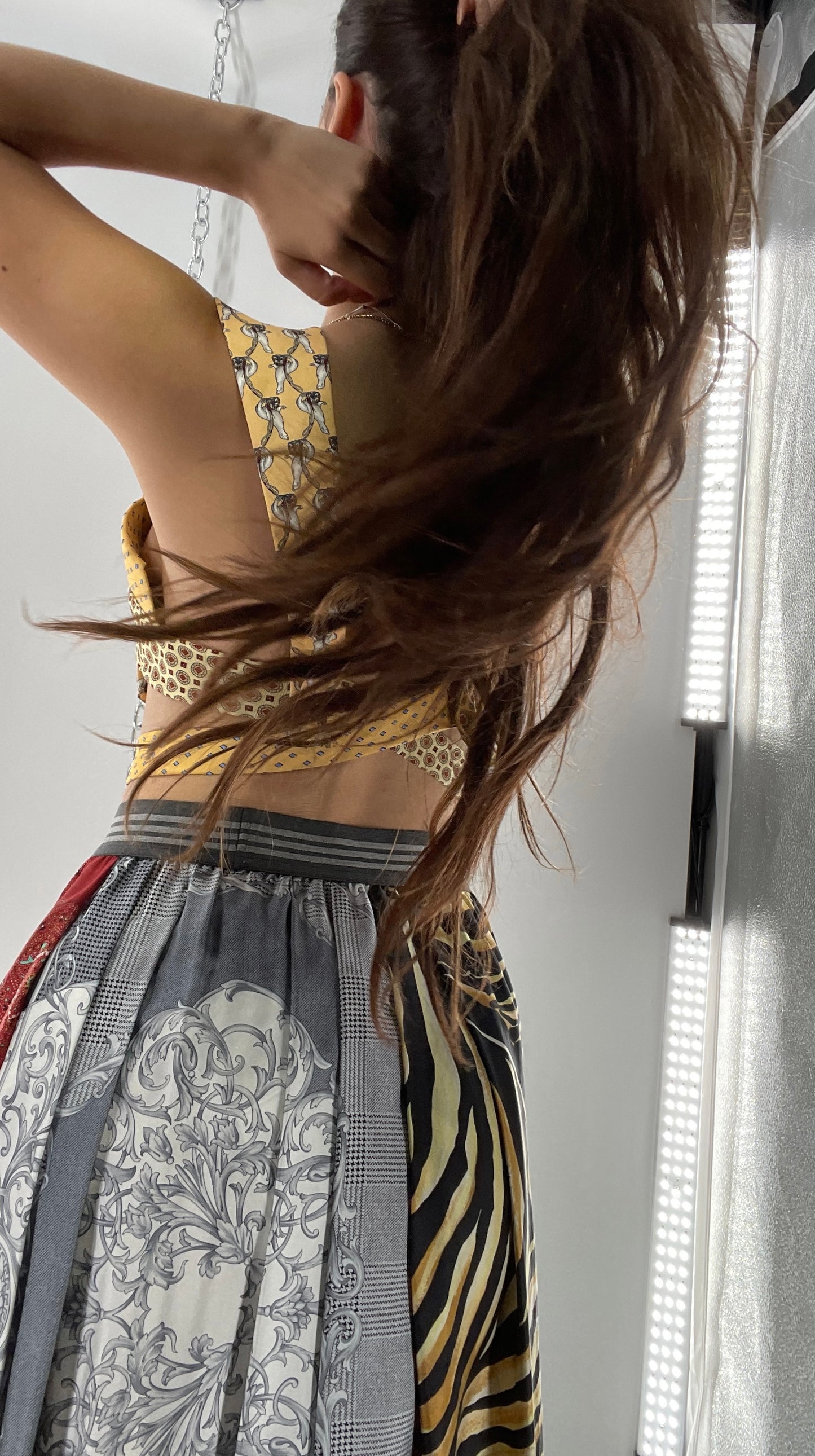 CUSTOM Handmade Yellow “All Tied Up” Cropped Blouse (One Size)