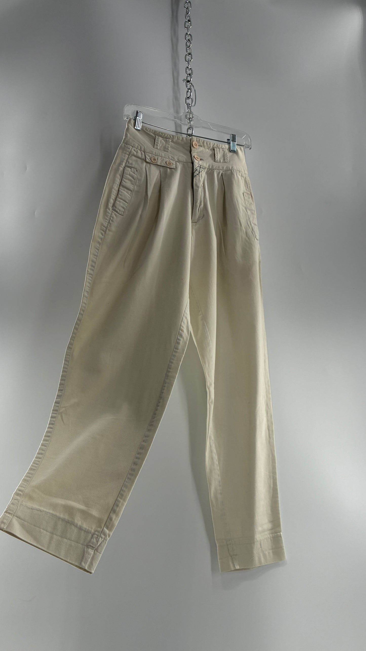 Vintage 1980s JORDACHE Off White High Waisted Pleated Waist Trouser Pant (9/10)