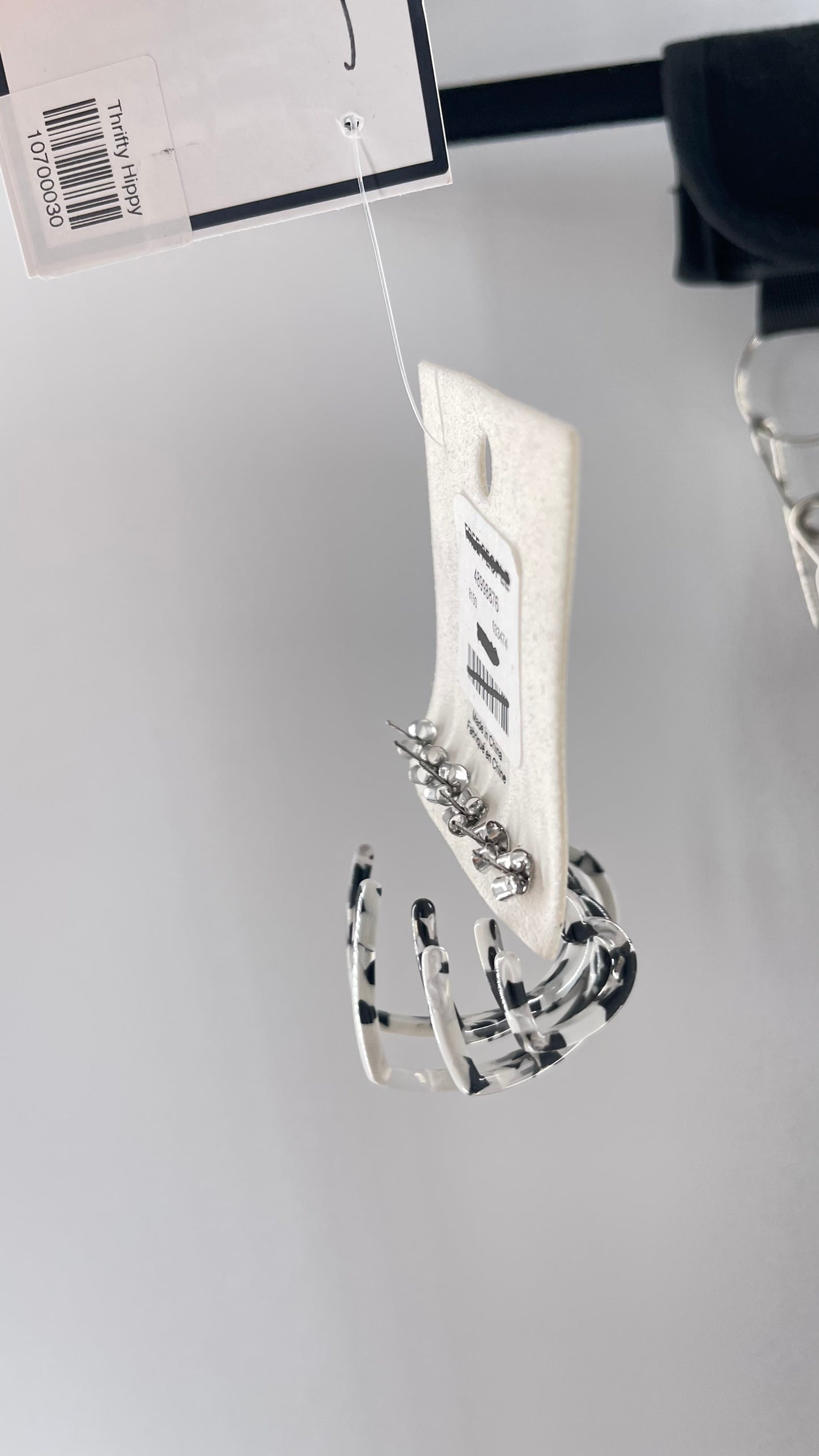 Free People Black/White Marble Heart Earring Set