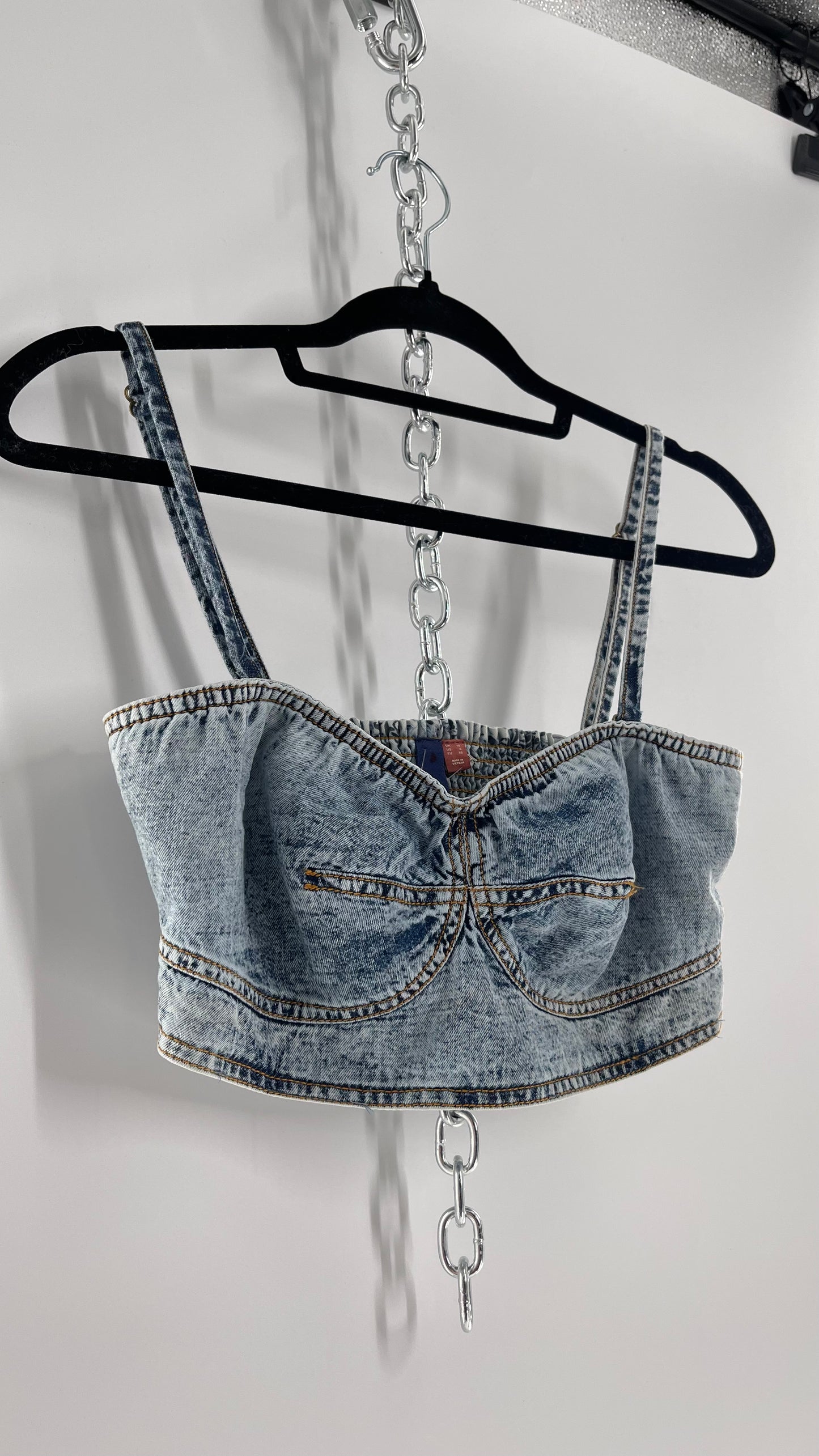 Pilcro Acid Wash Denim Bralette (Medium 6)