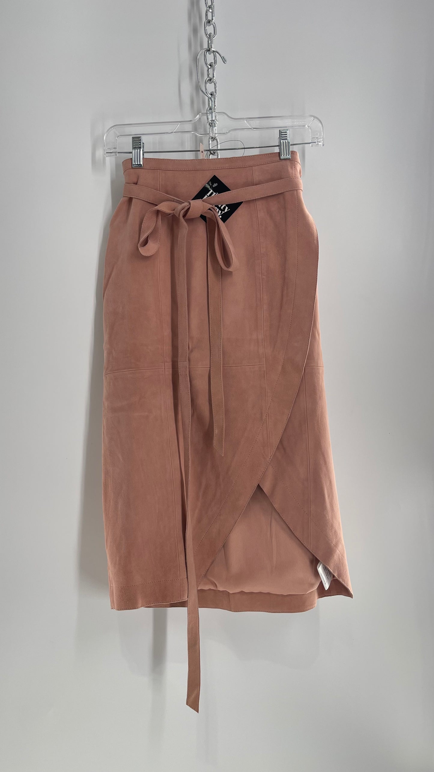 Free People Blush Genuine Suede Leather Tie Waist Long Skirt (2)